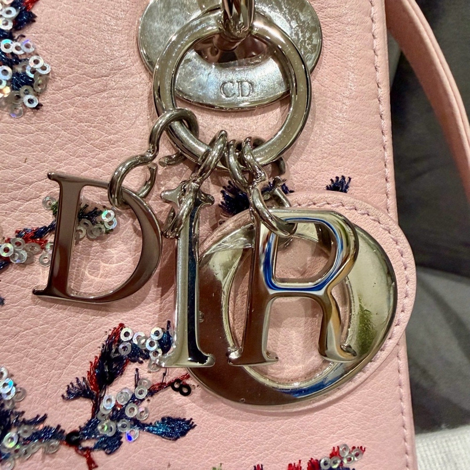 Christian Dior Lady Dior Pink Embroidered Sequin Floral Limited Edition Bag