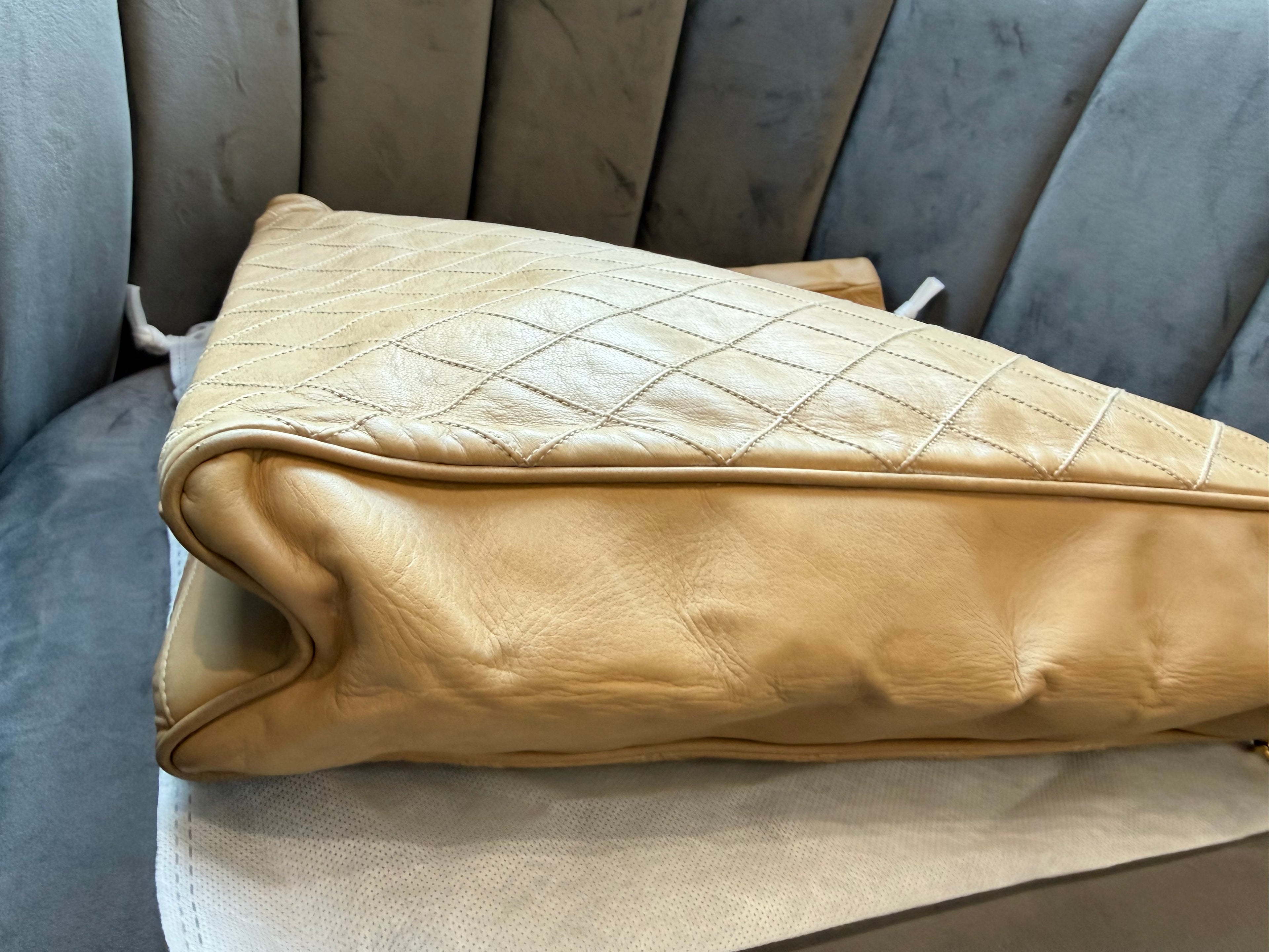 Vintage Chanel Quilted Shopping Tote Bag