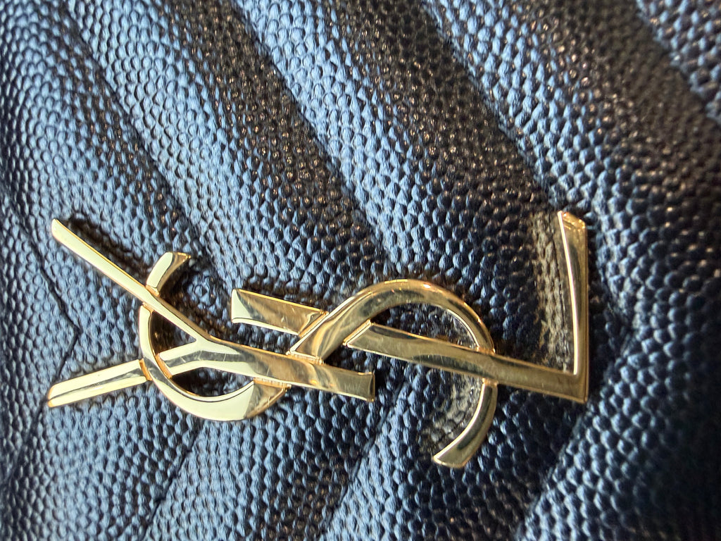 YSL gold monogram quilted monogram clutch / crossbody black bag