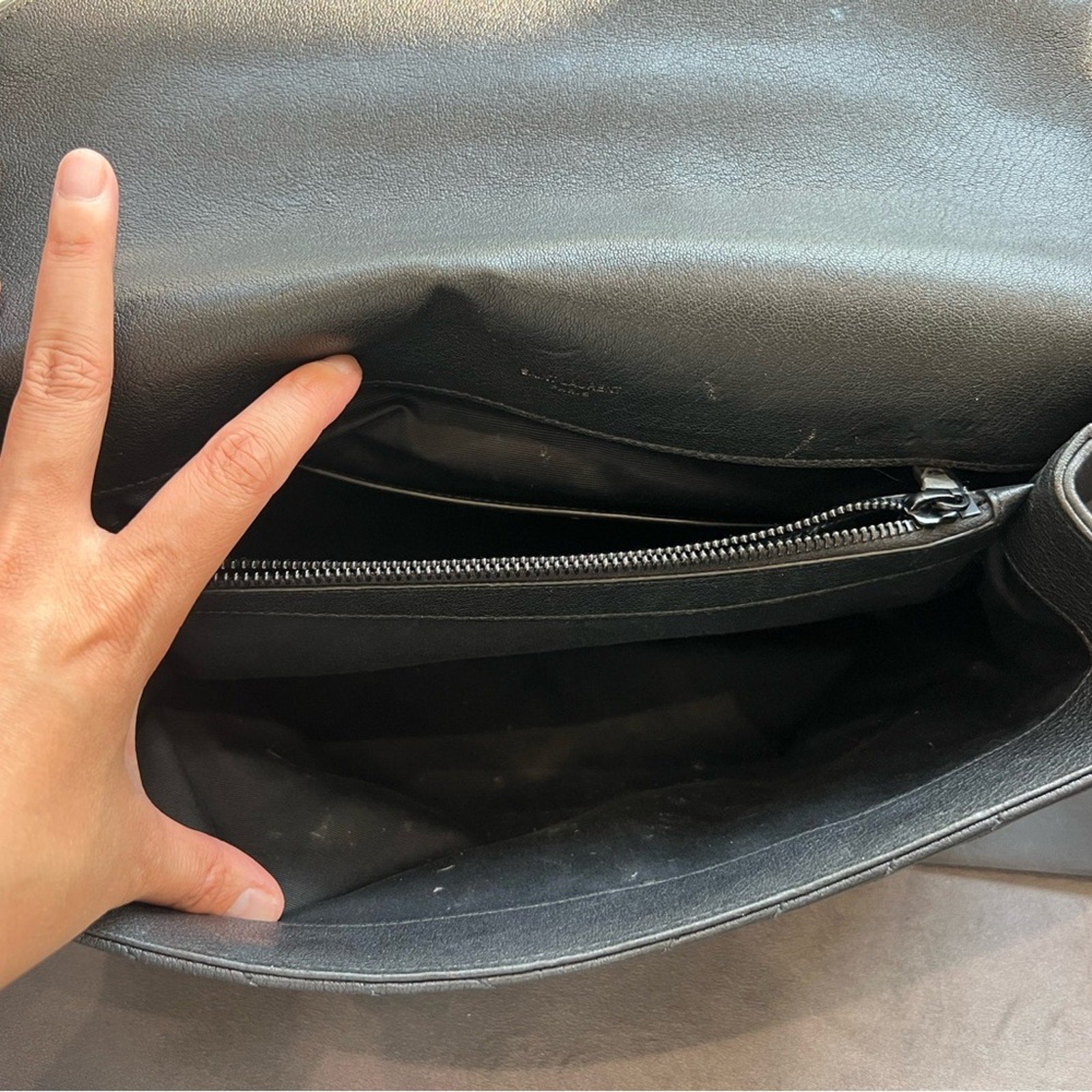 Saint Laurent College Bag large Black Quilted Leather Handbag