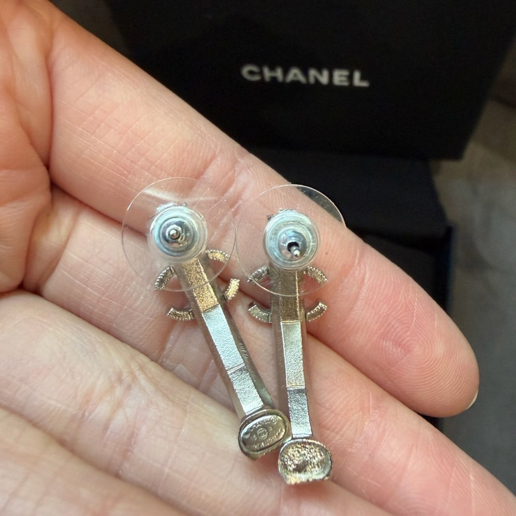 CHANEL Strass Crystal Hoop Earrings
