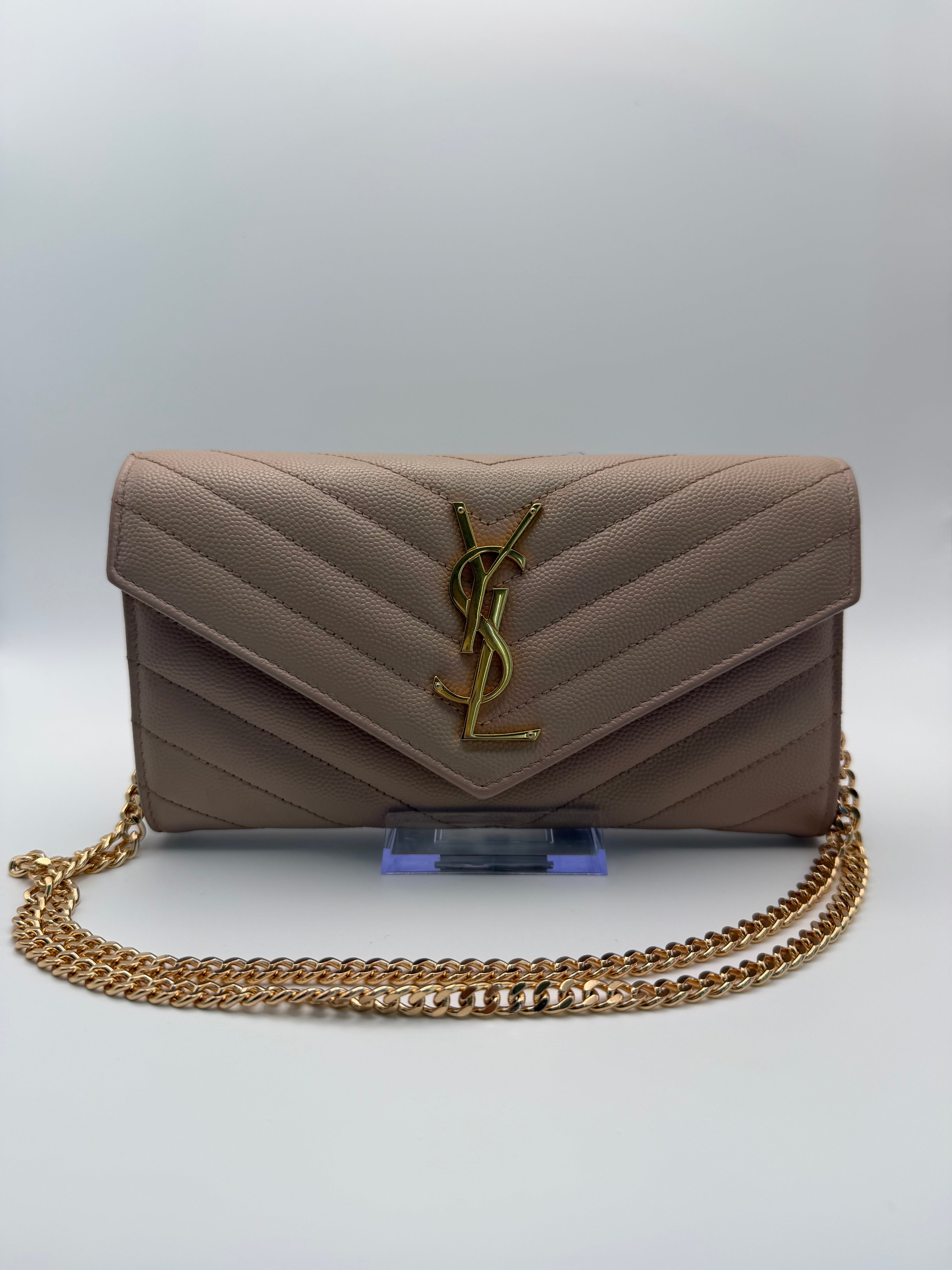 Yves Saint Laurent blush pink Cassandre envelope wallet