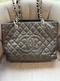 CHANEL Quilted Grand Shopping Tote bag work bag silver black