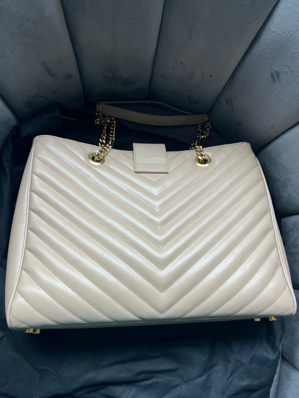 YSL Shoulder Monogram Shopping Tote Bag