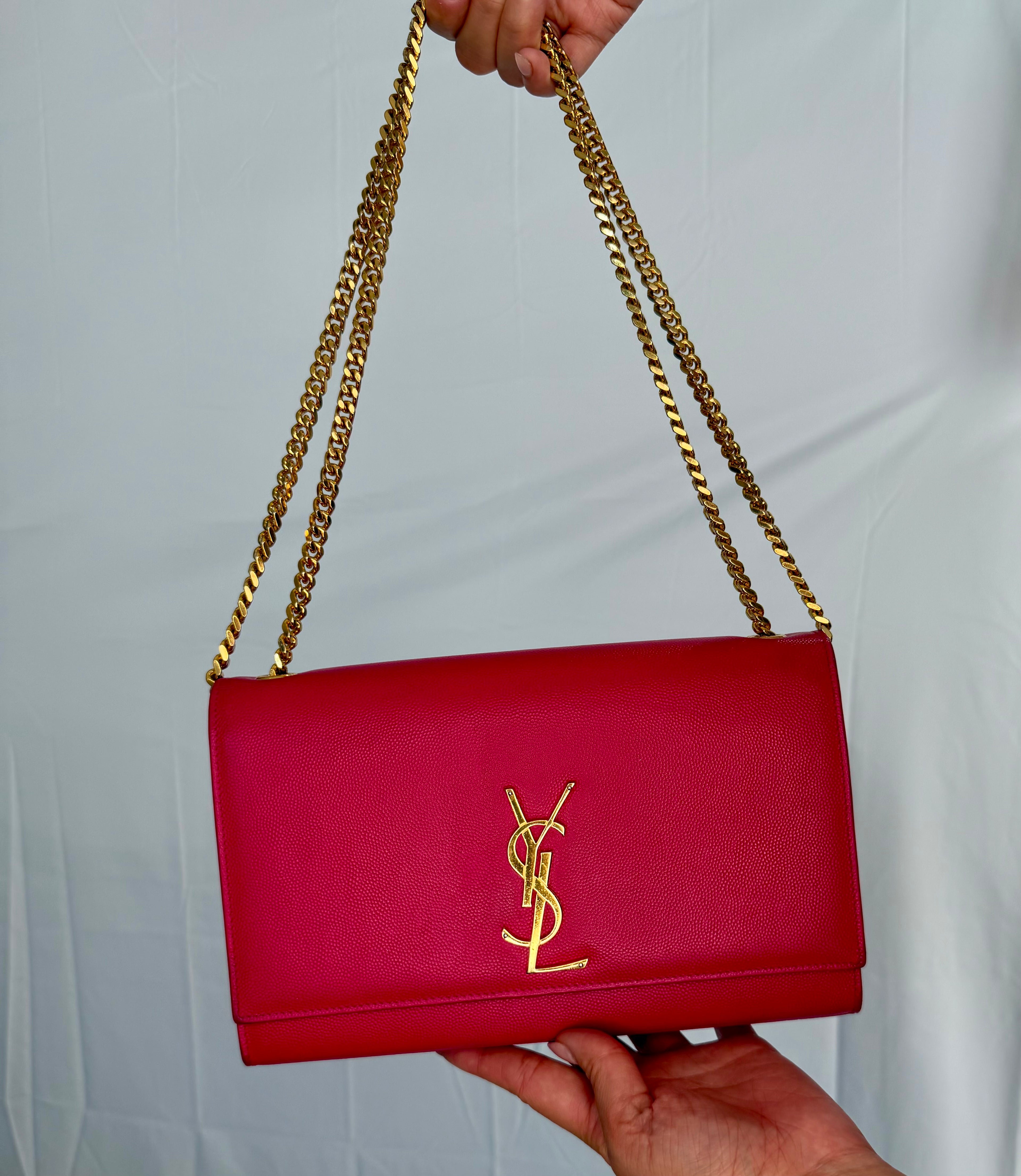 YSL Kate Medium Barbie Pink Grained Leather Crossbody