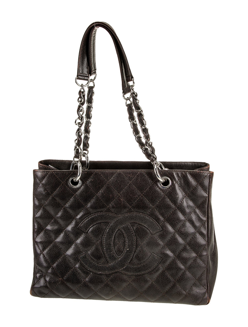 CHANEL Caviar Grand Shopping Tote Bag GST Dark Brown