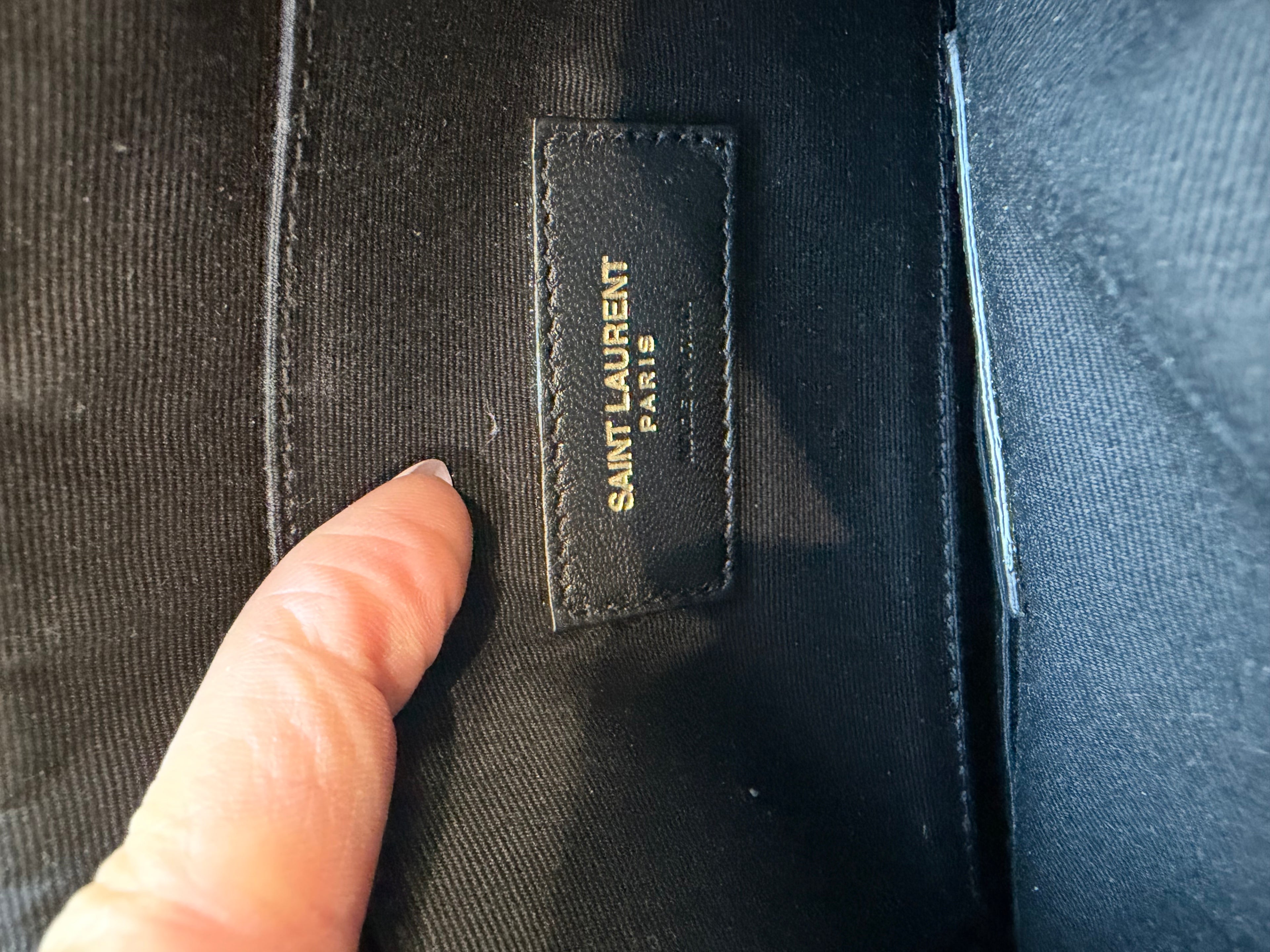 YSL gold monogram quilted monogram clutch / crossbody black bag