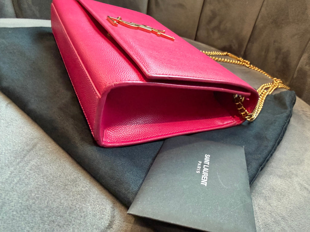 YSL Kate Medium Barbie Pink Grained Leather Crossbody