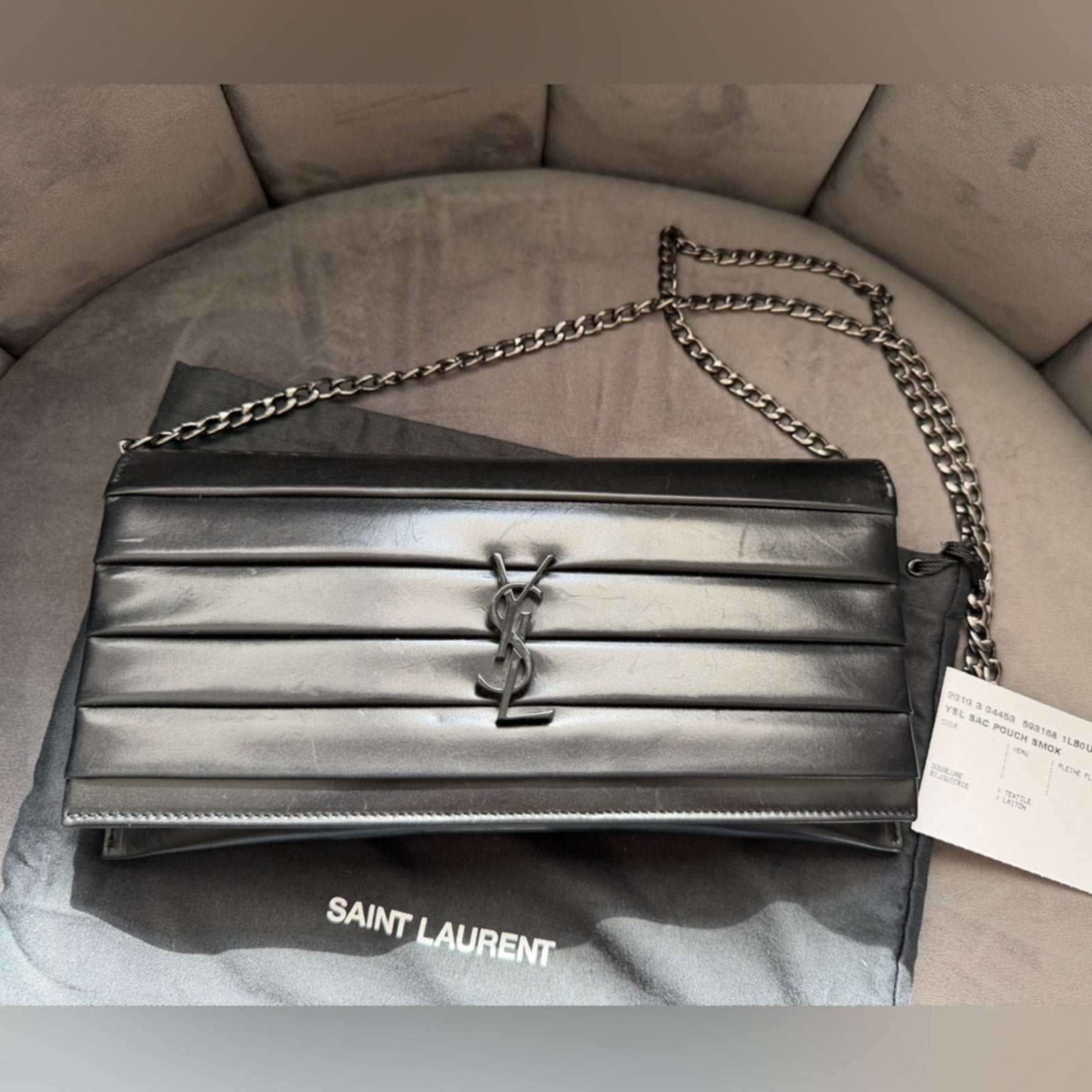 SAINT LAURENT Smoking YSL Monogram Clutch Bag
