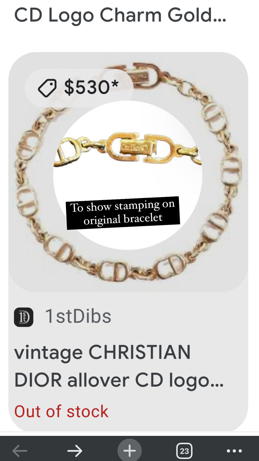 Christian Dior Pearl CD charm necklace