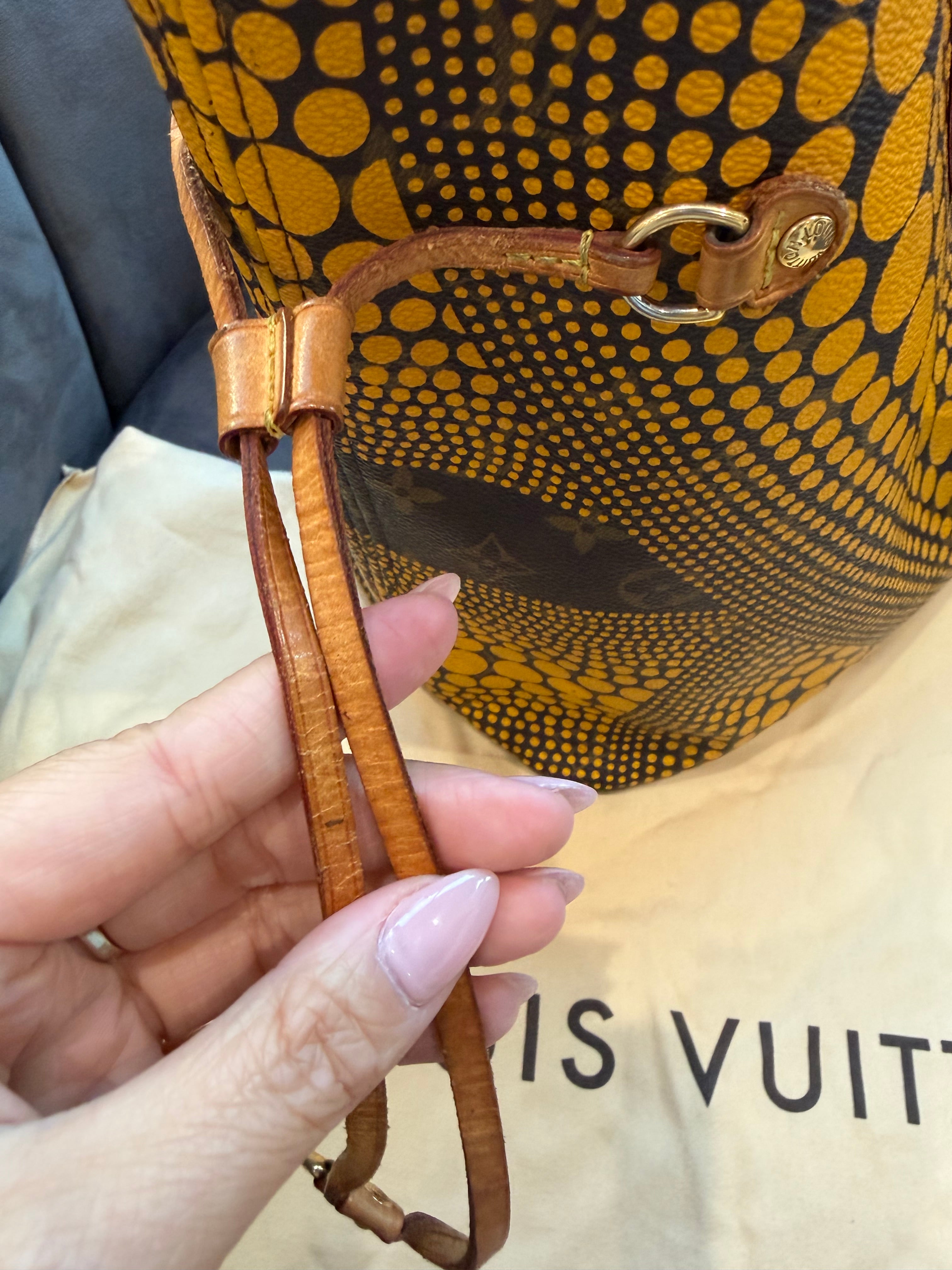 Rare Louis Vuitton Yayoi Kusama Collab Tote Bag Yellow Wave Neverfull MM