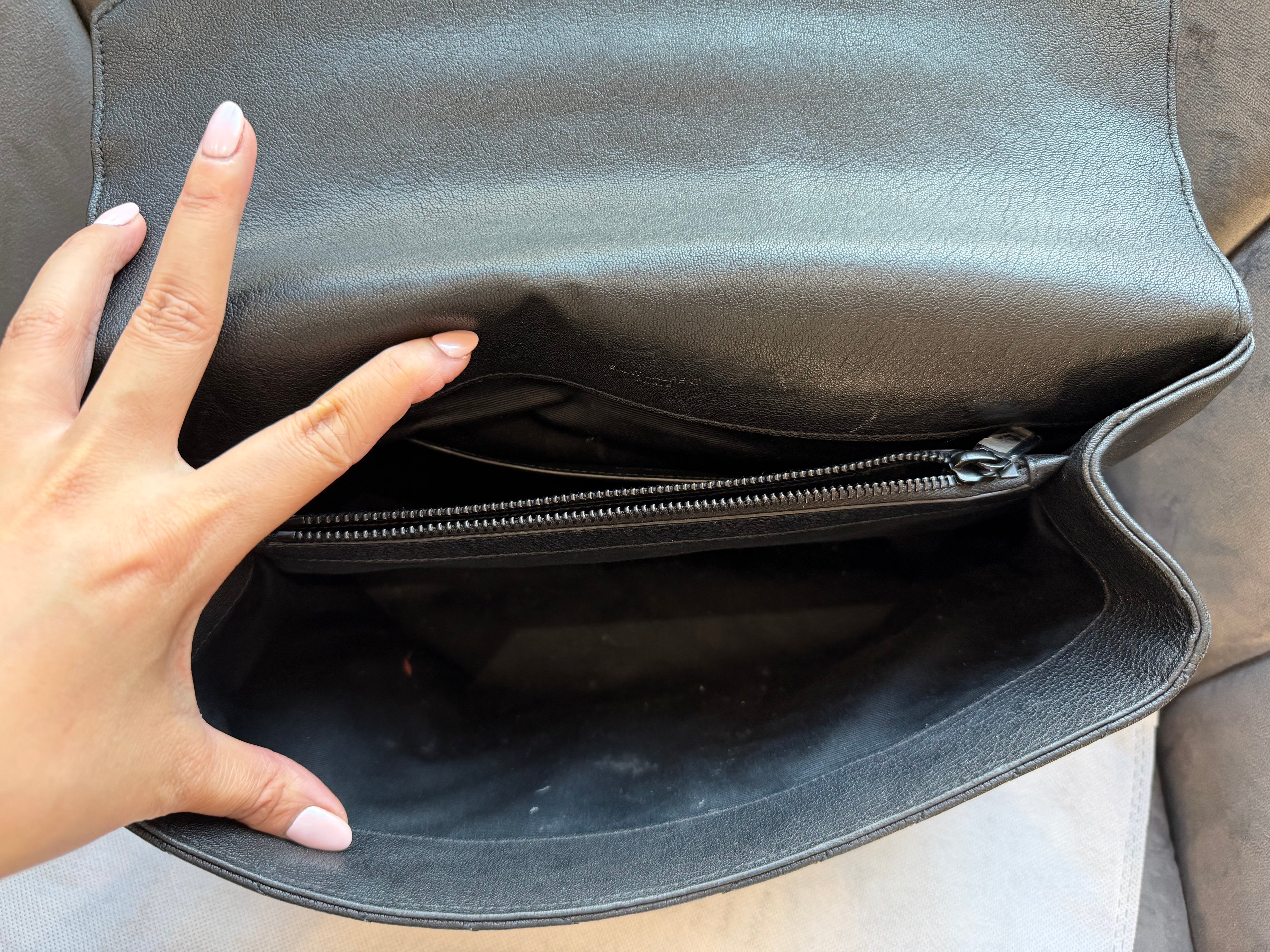 Saint Laurent College Bag large Black Quilted Leather Handbag