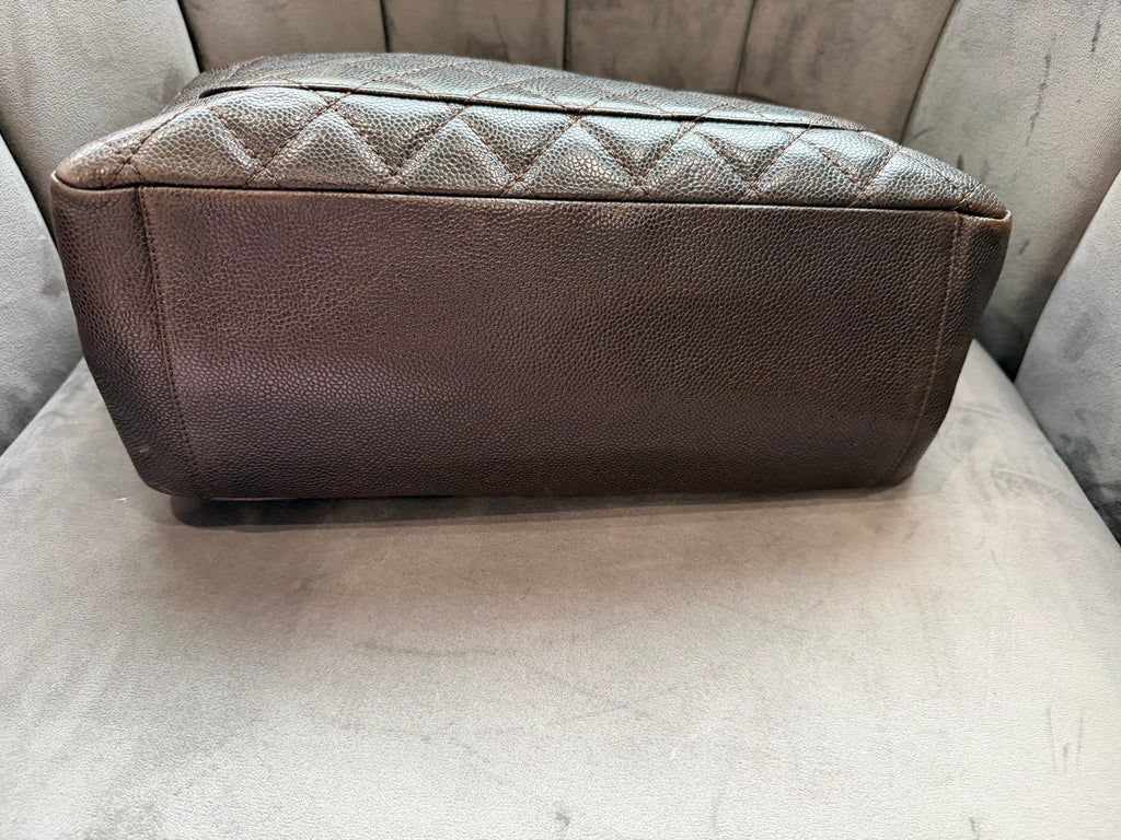 CHANEL Caviar Grand Shopping Tote Bag GST Dark Brown