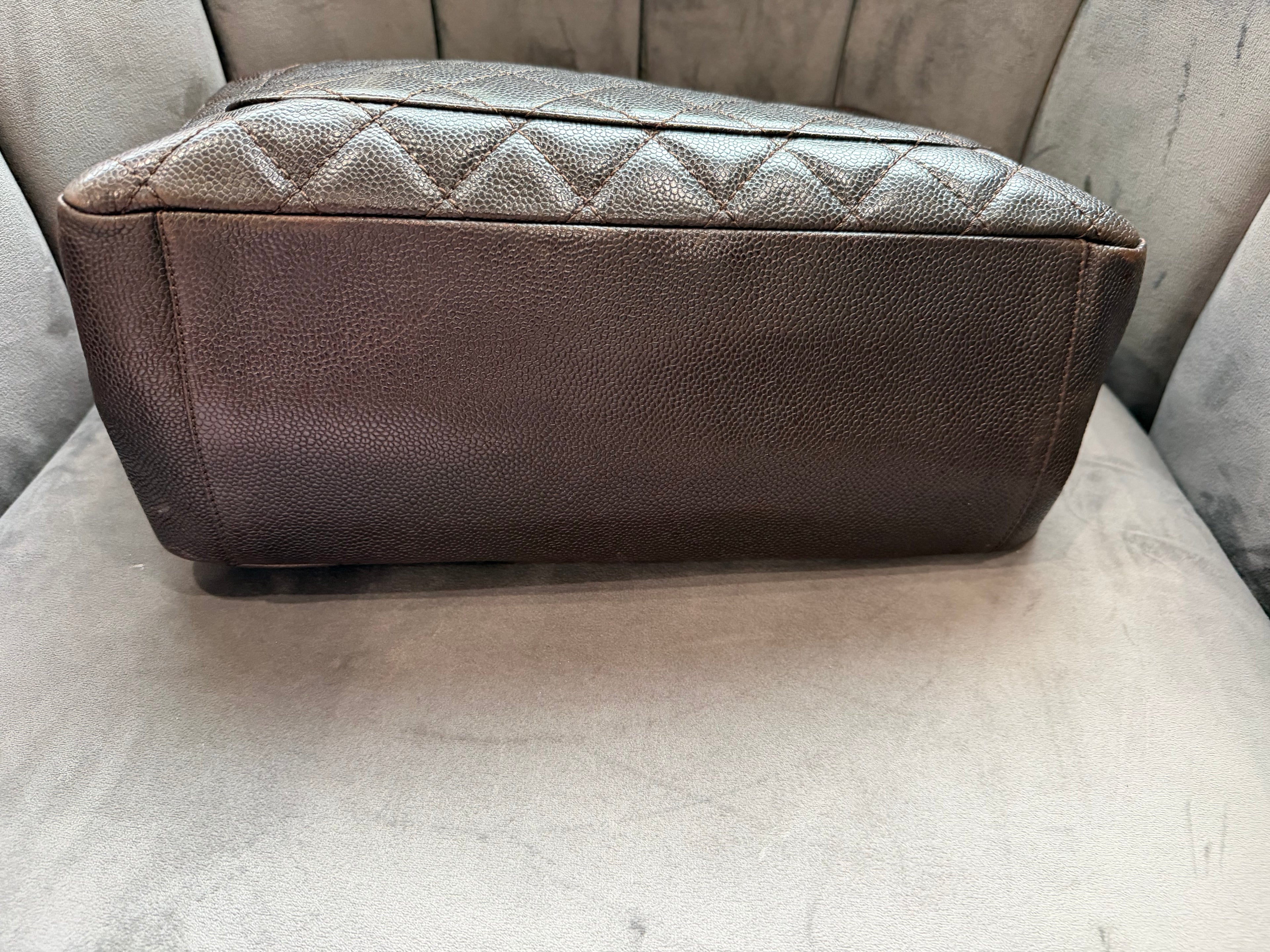 CHANEL Caviar Grand Shopping Tote Bag GST Dark Brown