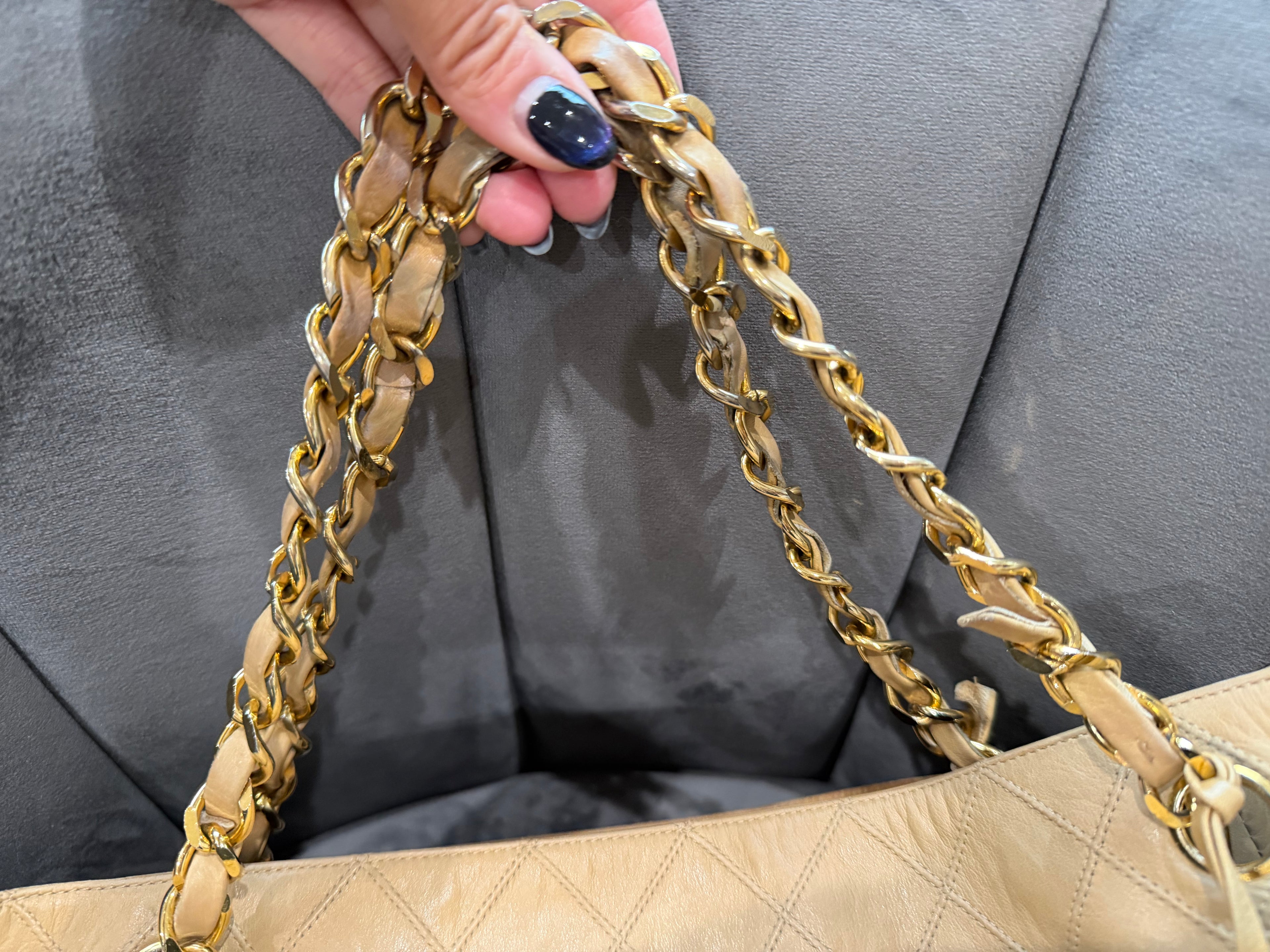 Vintage Chanel Quilted Shopping Tote Bag