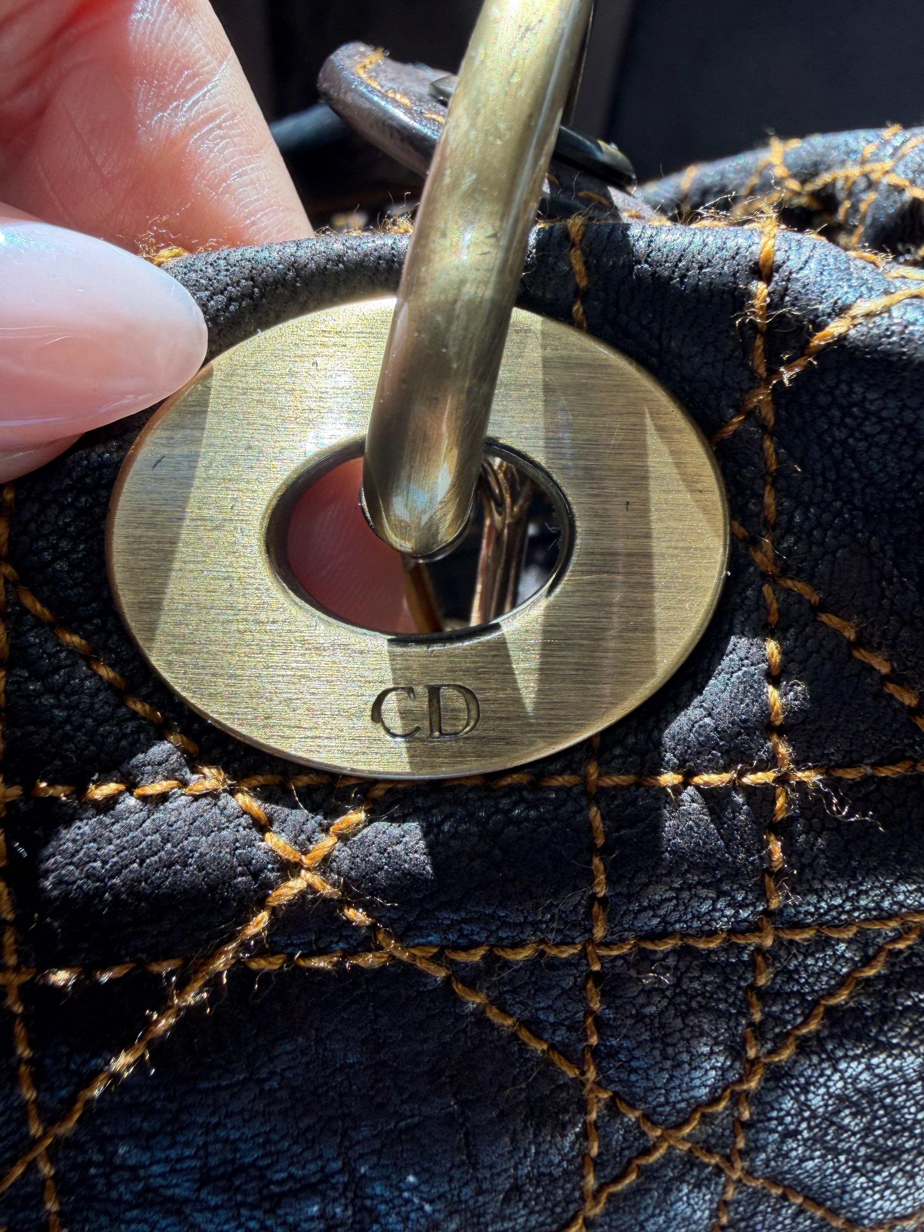 Christian Dior Lady Dior Small Soft Crossbody Bag in Cannage Brown Gold Hardware