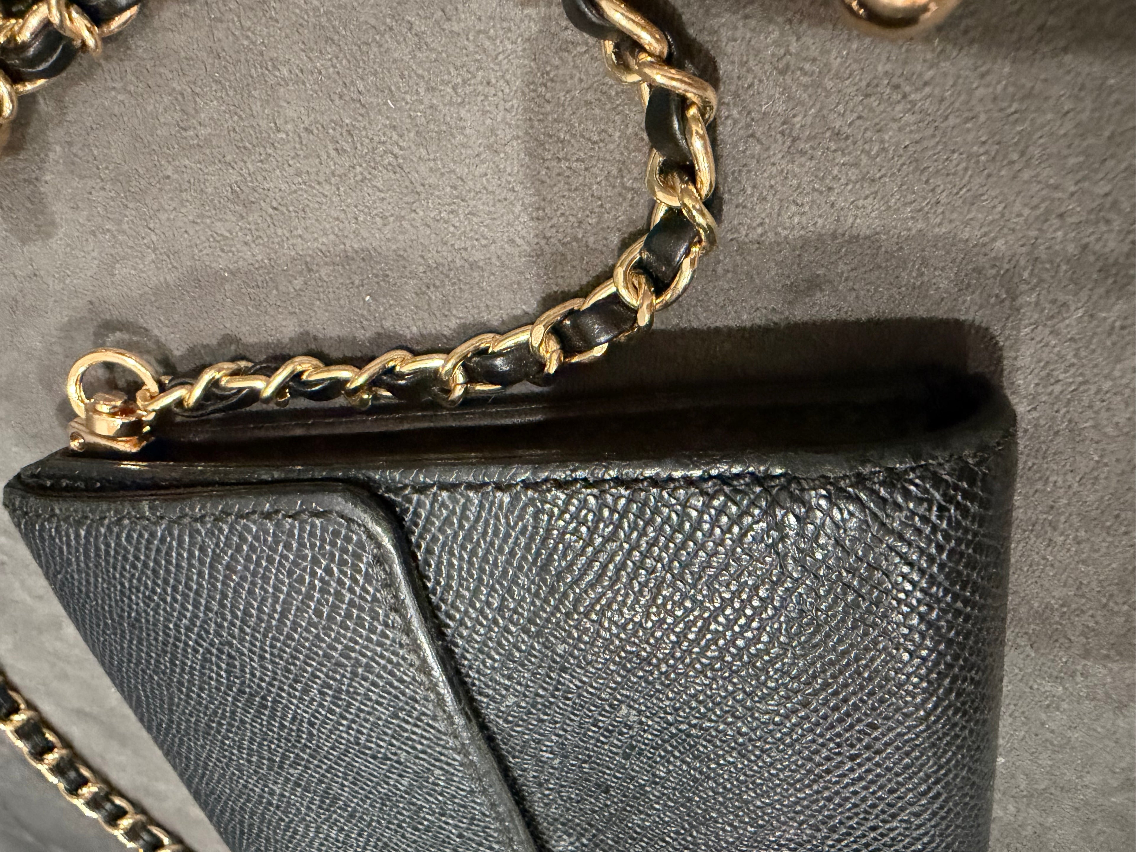 Chanel caviar black wallet on chain