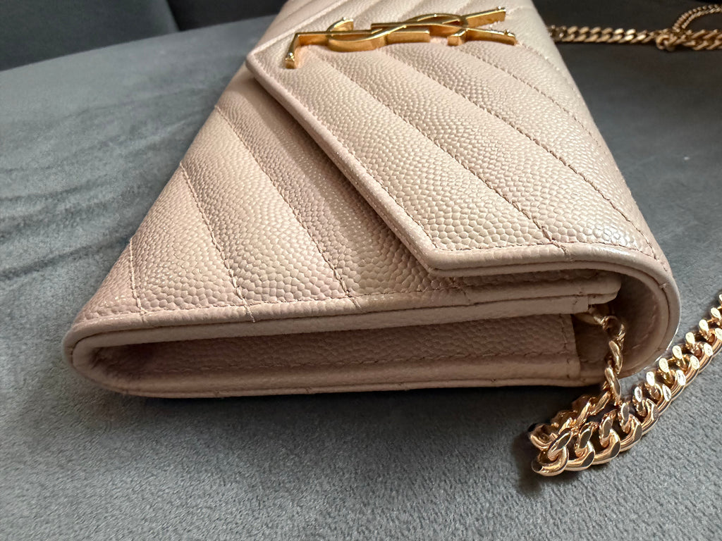 Yves Saint Laurent blush pink Cassandre envelope wallet