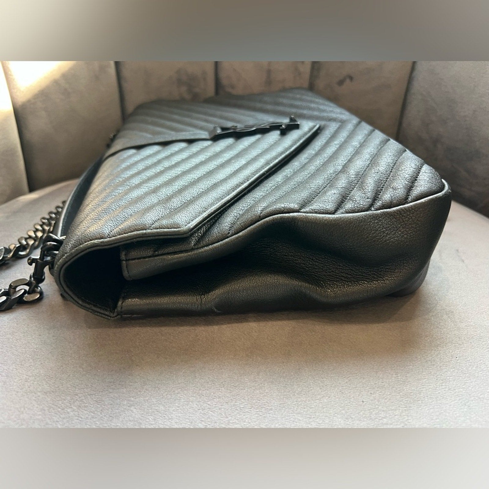 Saint Laurent College Bag large Black Quilted Leather Handbag