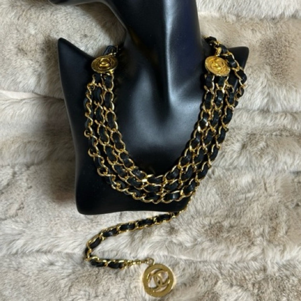 Chanel Medallion Triple Strand Necklace & Belt