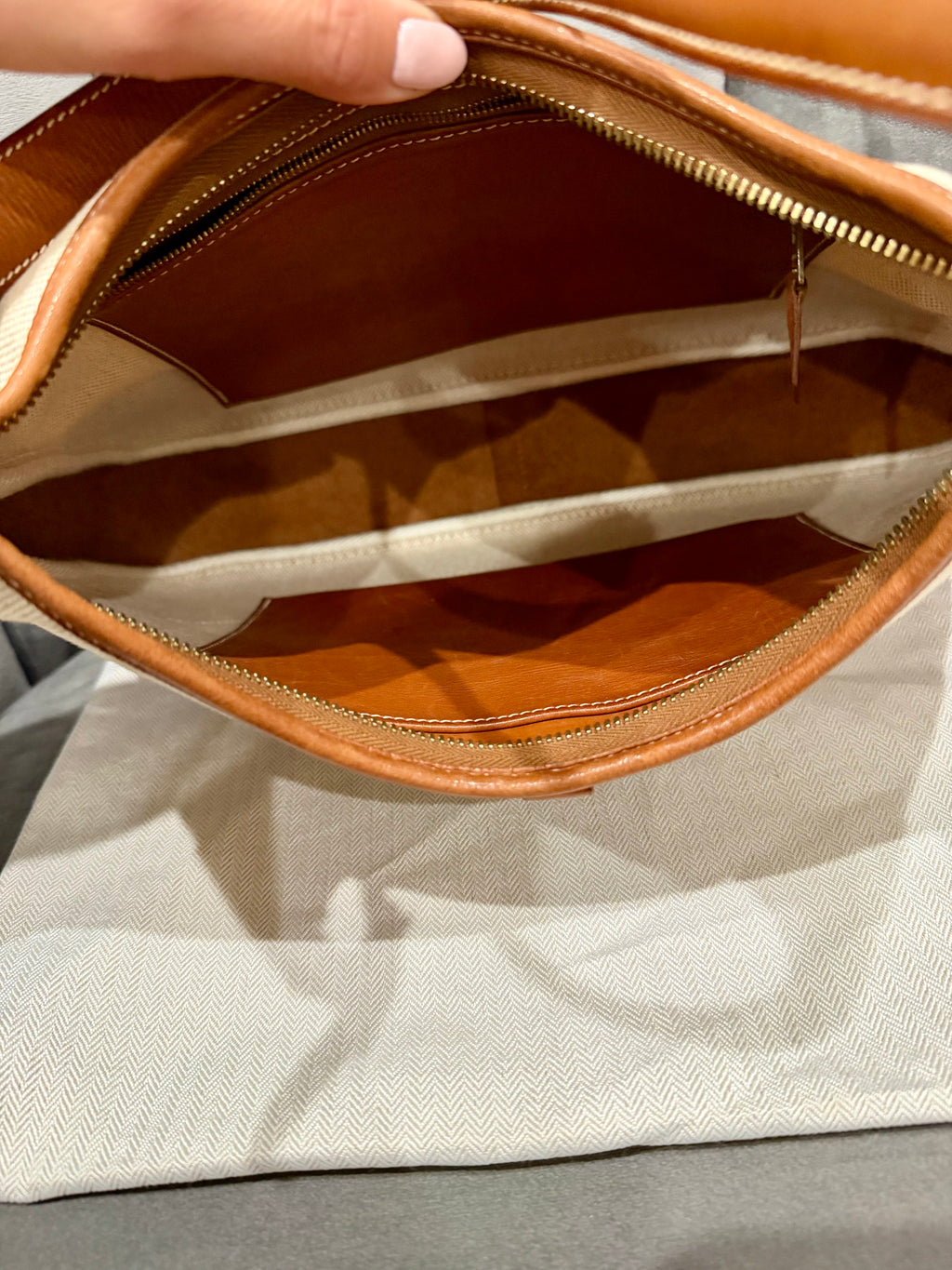 Hermes Trim Bag 31 Canvas Leather Shoulder Bag Brown