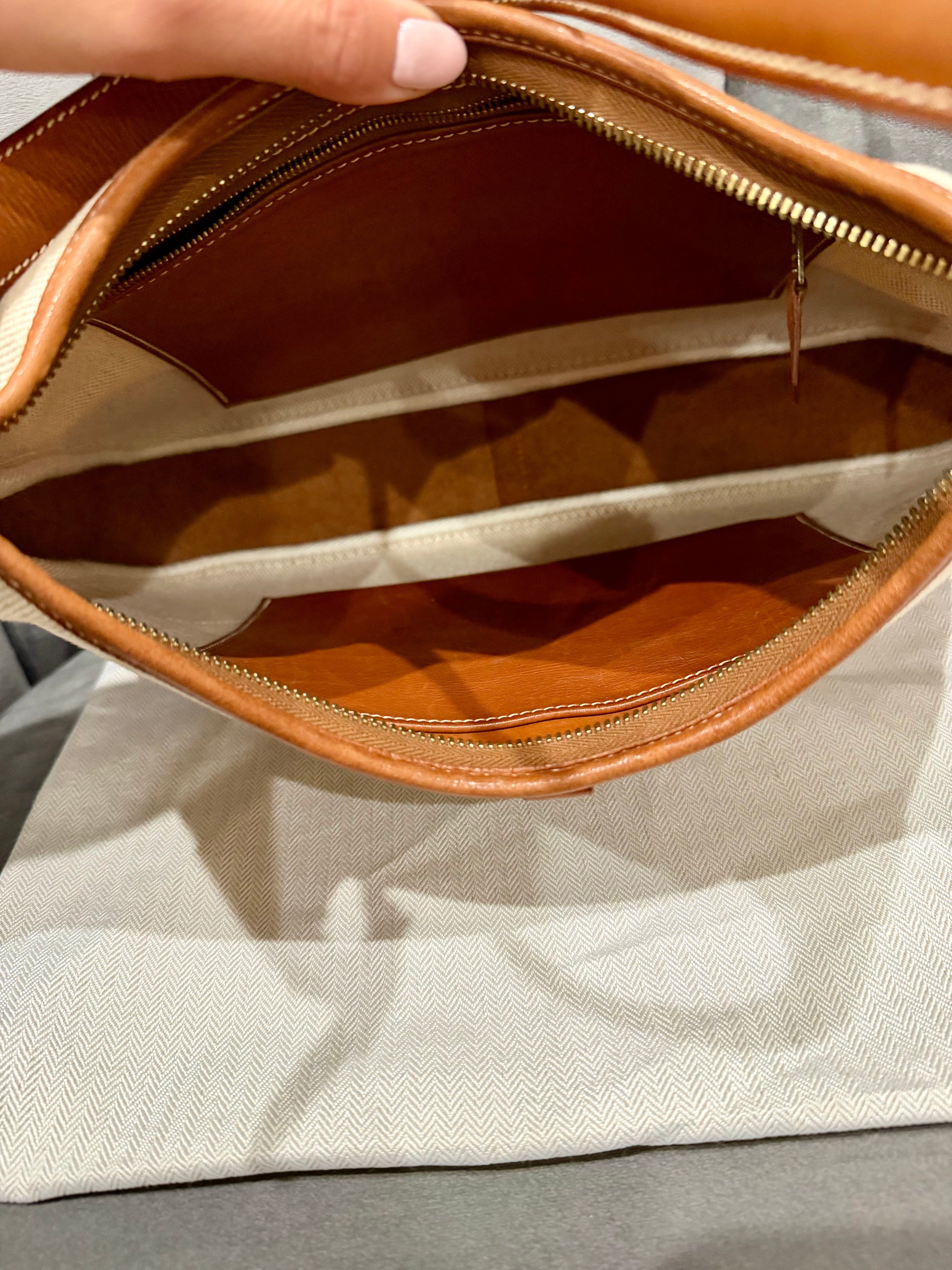 Hermes Trim Bag 31 Canvas Leather Shoulder Bag Brown