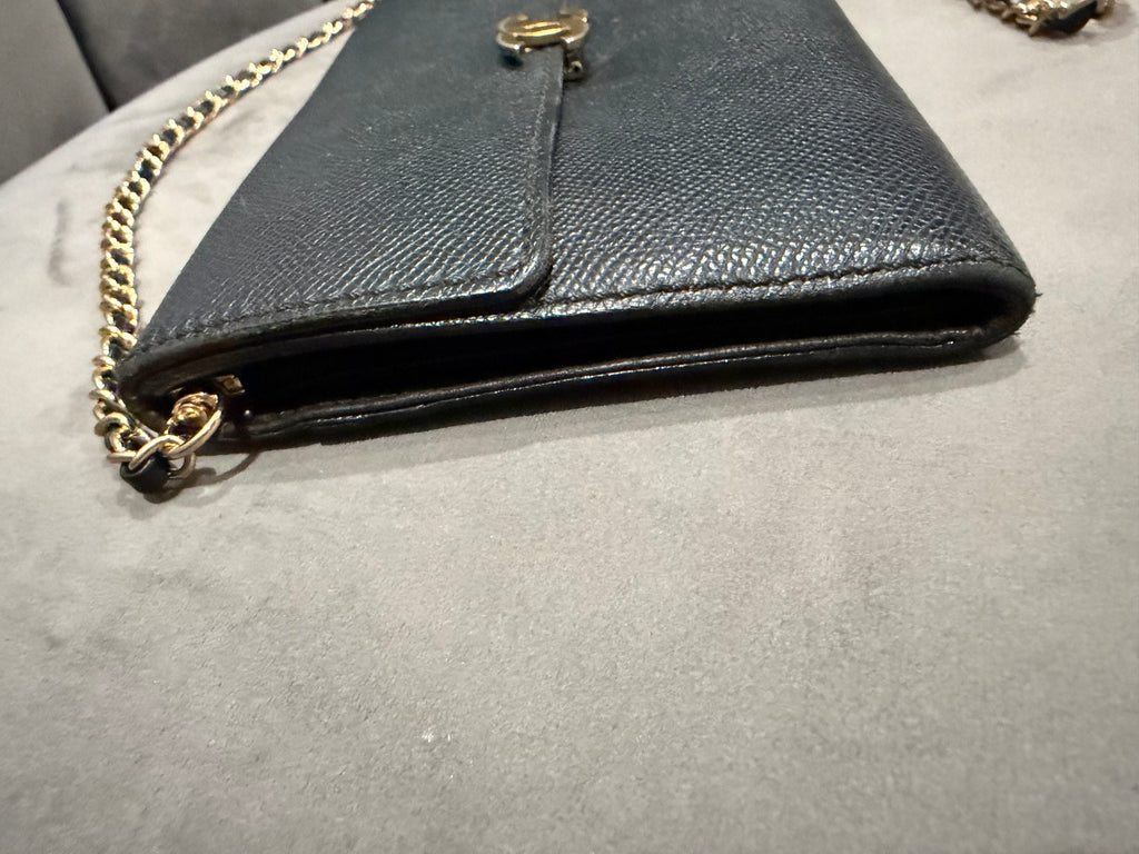 Chanel caviar black wallet on chain