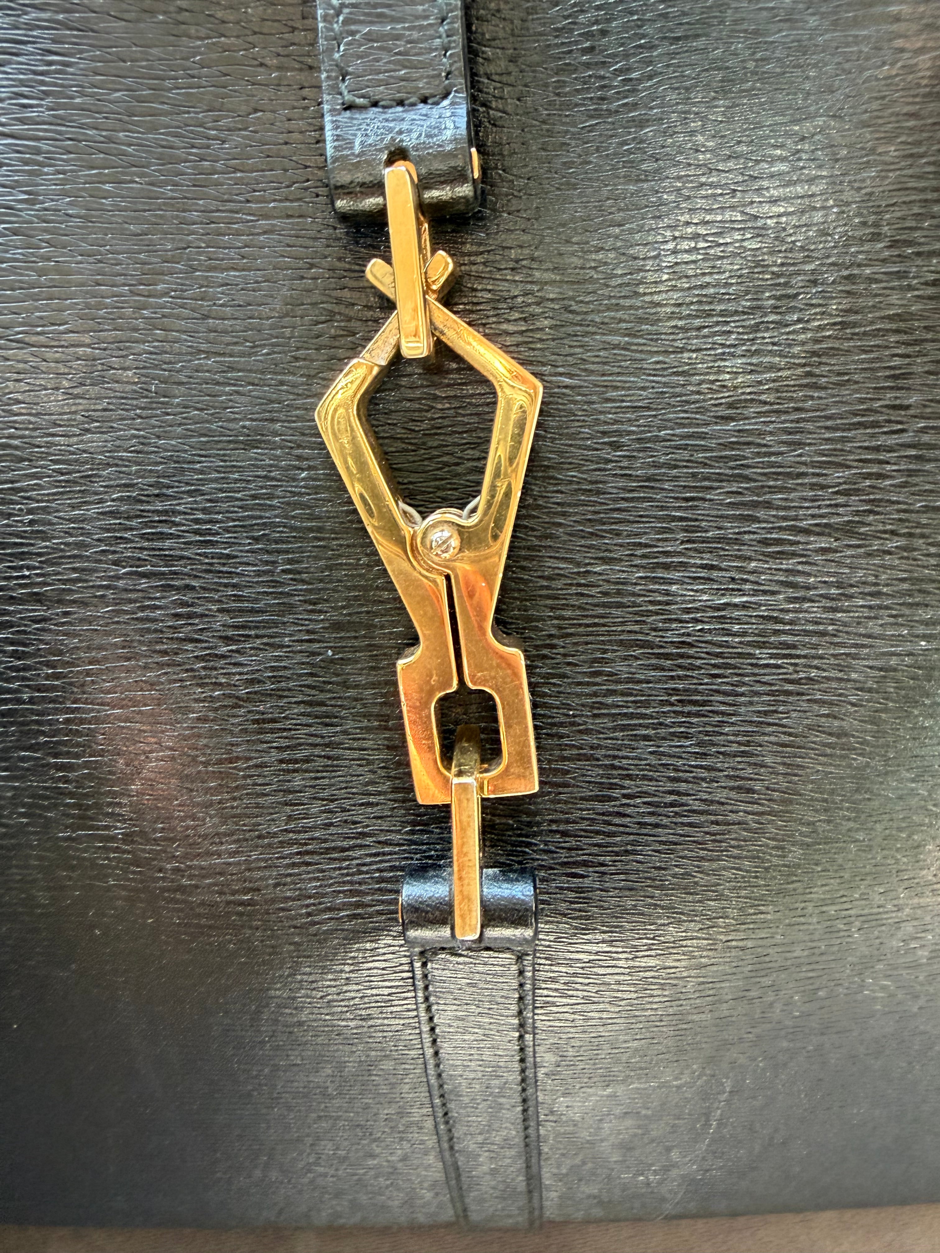 Gucci Jackie Hobo Bag Black Leather Gold Hardware Shoulder Bag