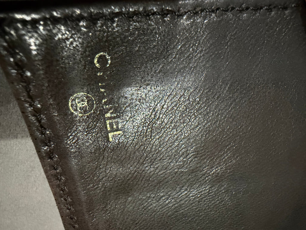 Chanel caviar black wallet on chain