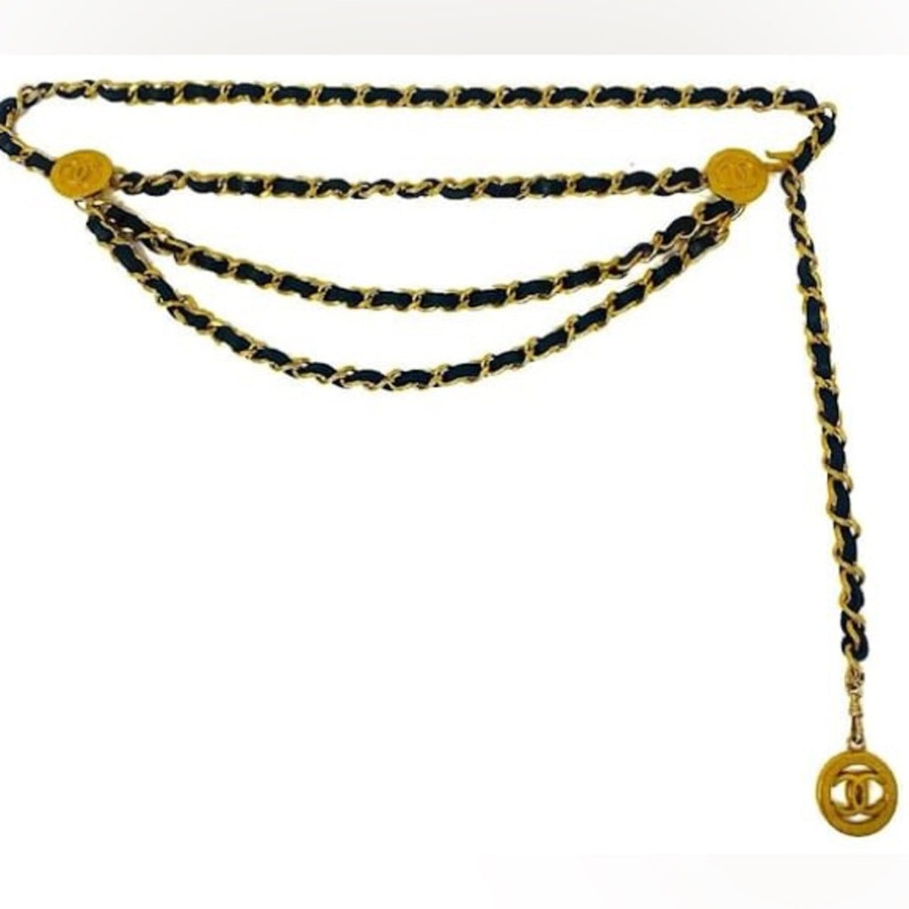 Chanel Medallion Triple Strand Necklace & Belt