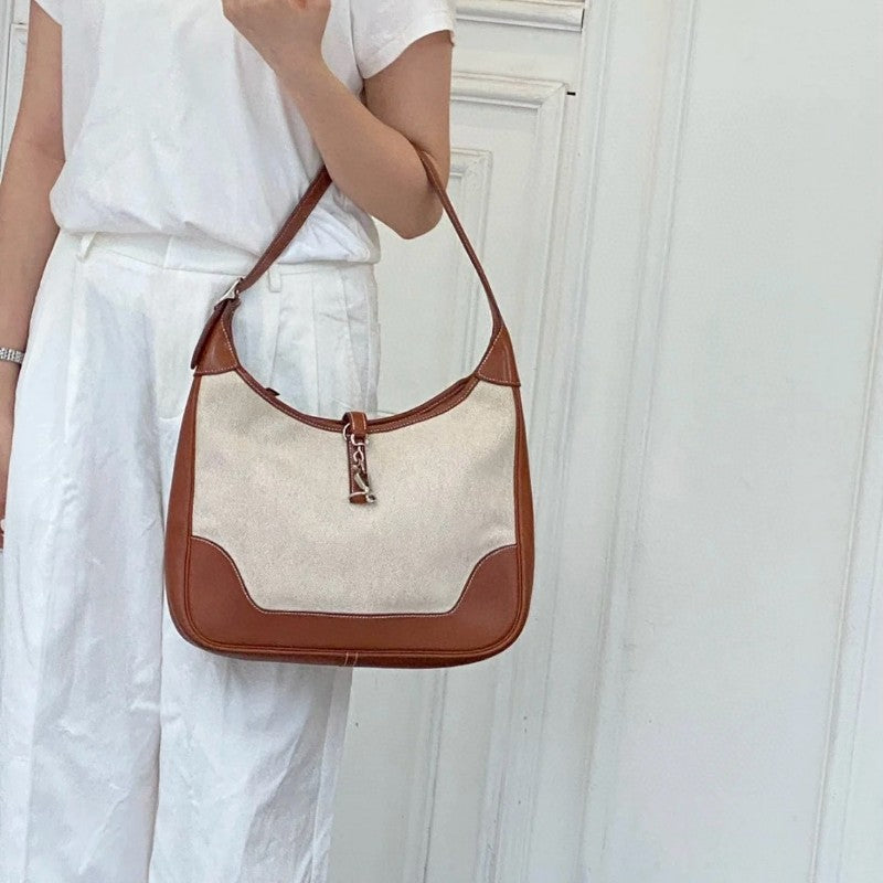 Hermes Trim Bag 31 Canvas Leather Shoulder Bag Brown