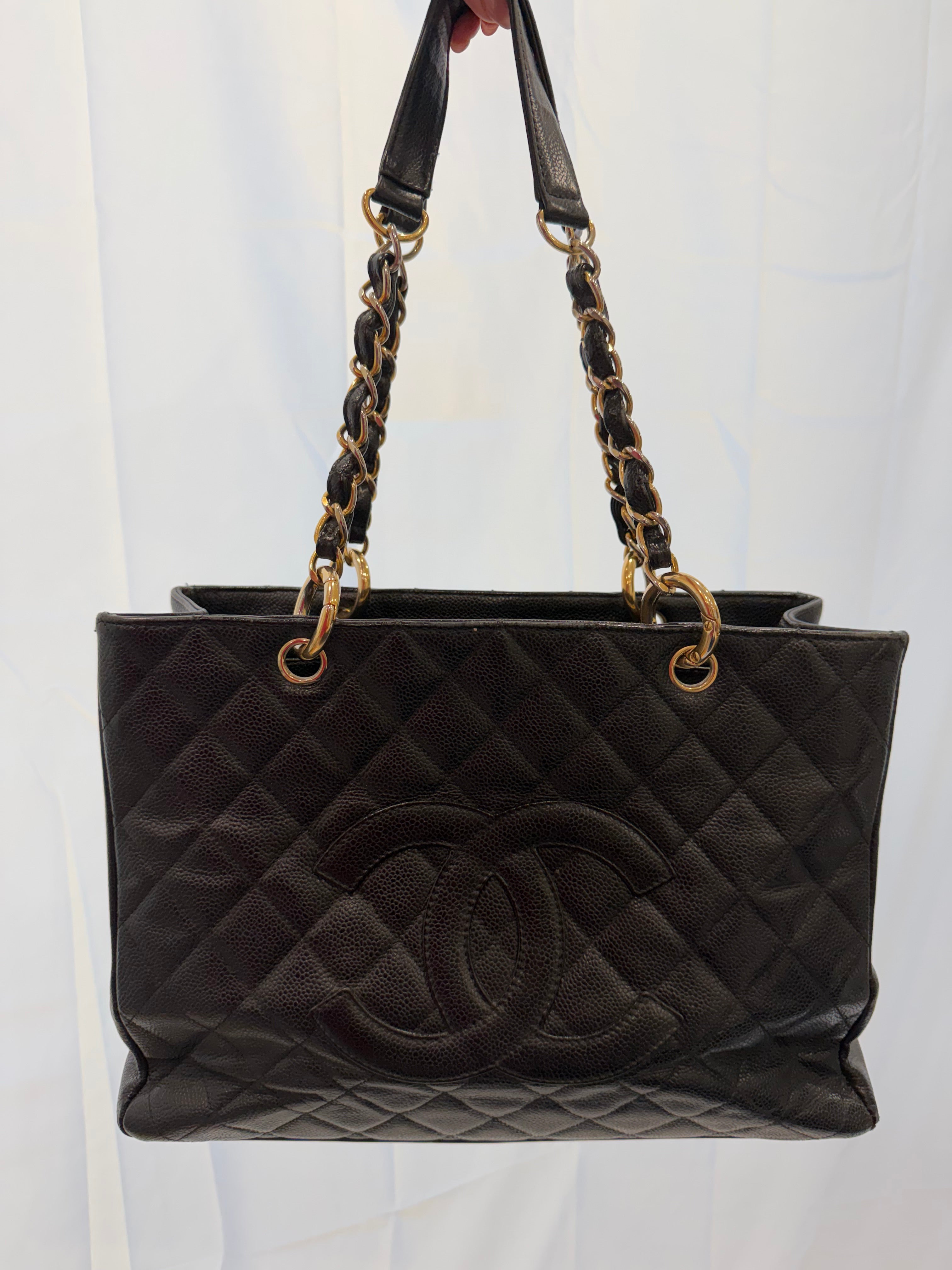 CHANEL Caviar Grand Shopping Tote Bag GST Black