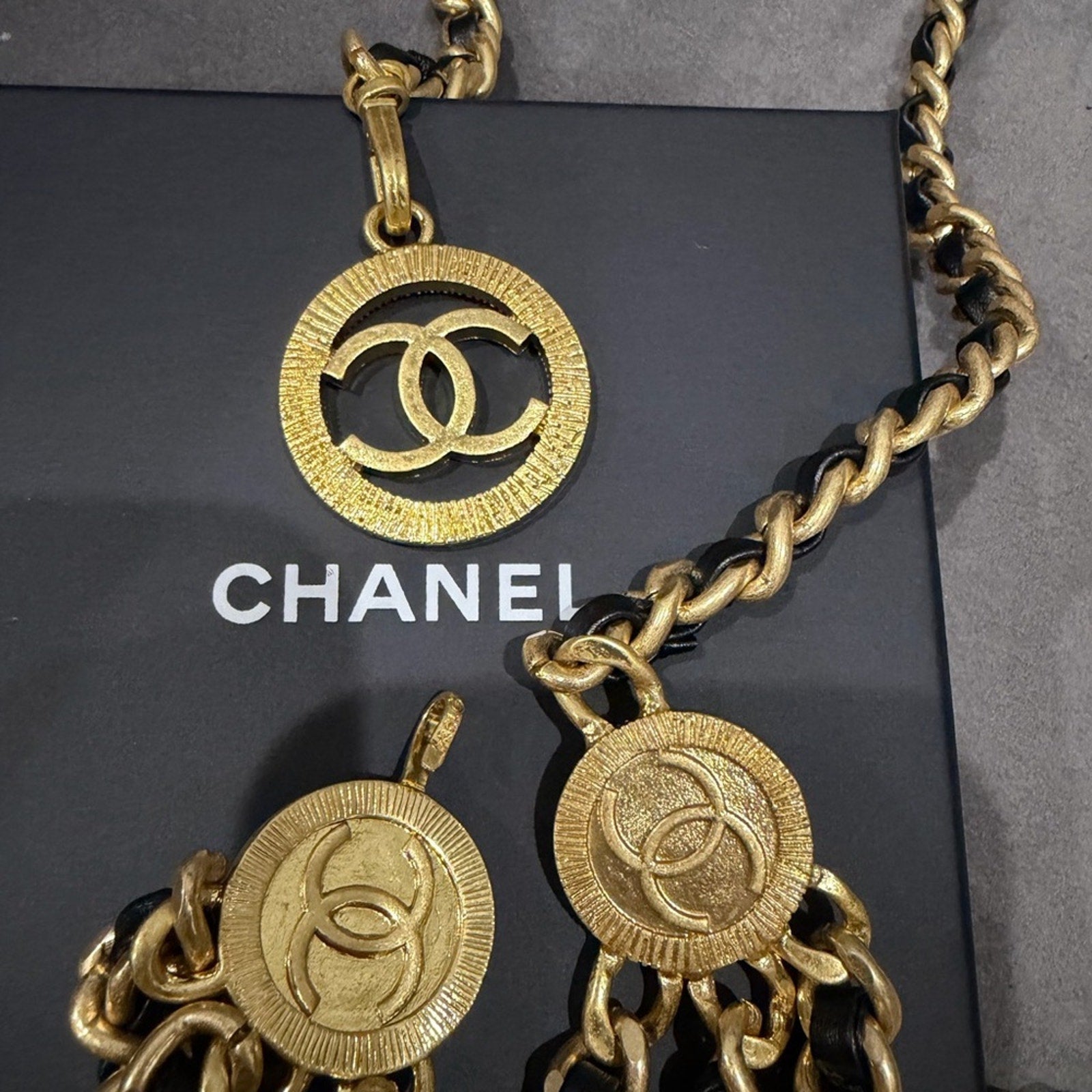 Chanel Medallion Triple Strand Necklace & Belt