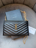 YSL gold monogram quilted monogram clutch / crossbody black bag