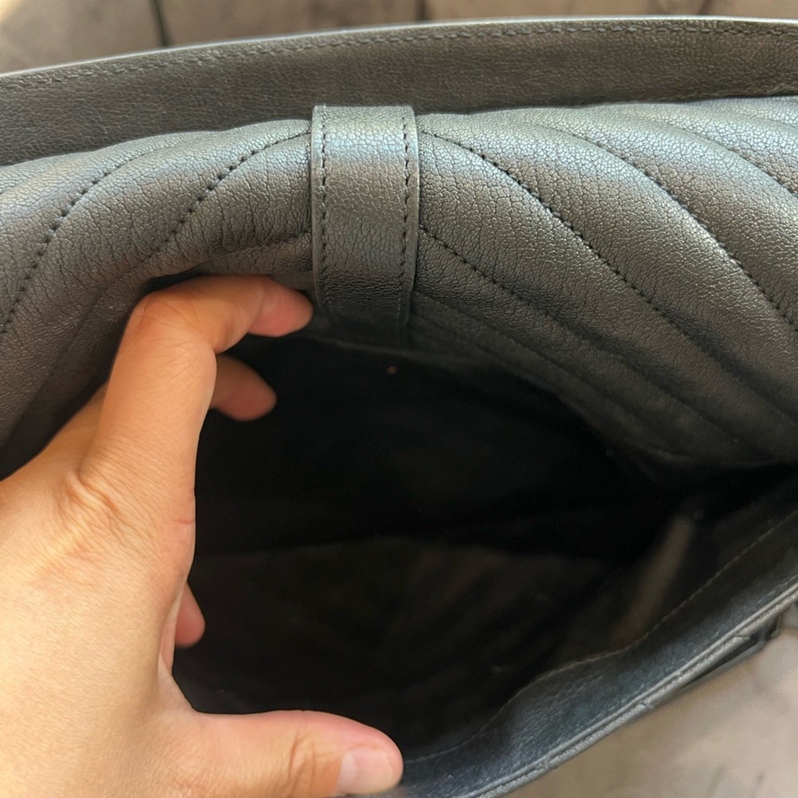 Saint Laurent College Bag large Black Quilted Leather Handbag