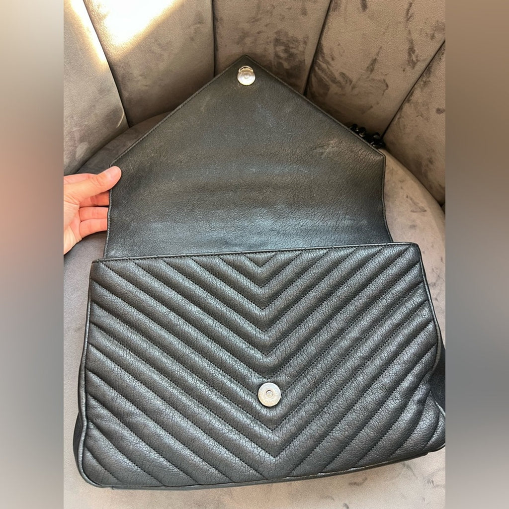 Saint Laurent College Bag large Black Quilted Leather Handbag