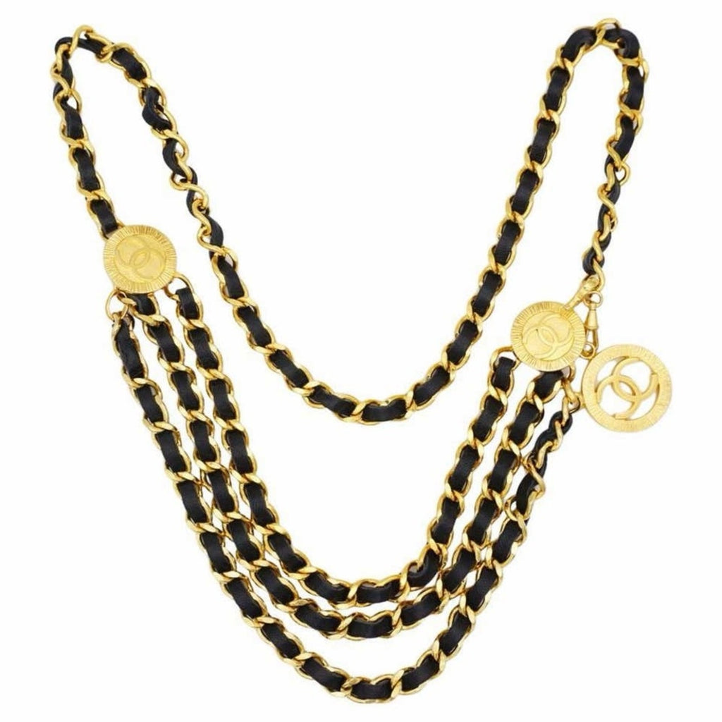 Chanel Medallion Triple Strand Necklace & Belt