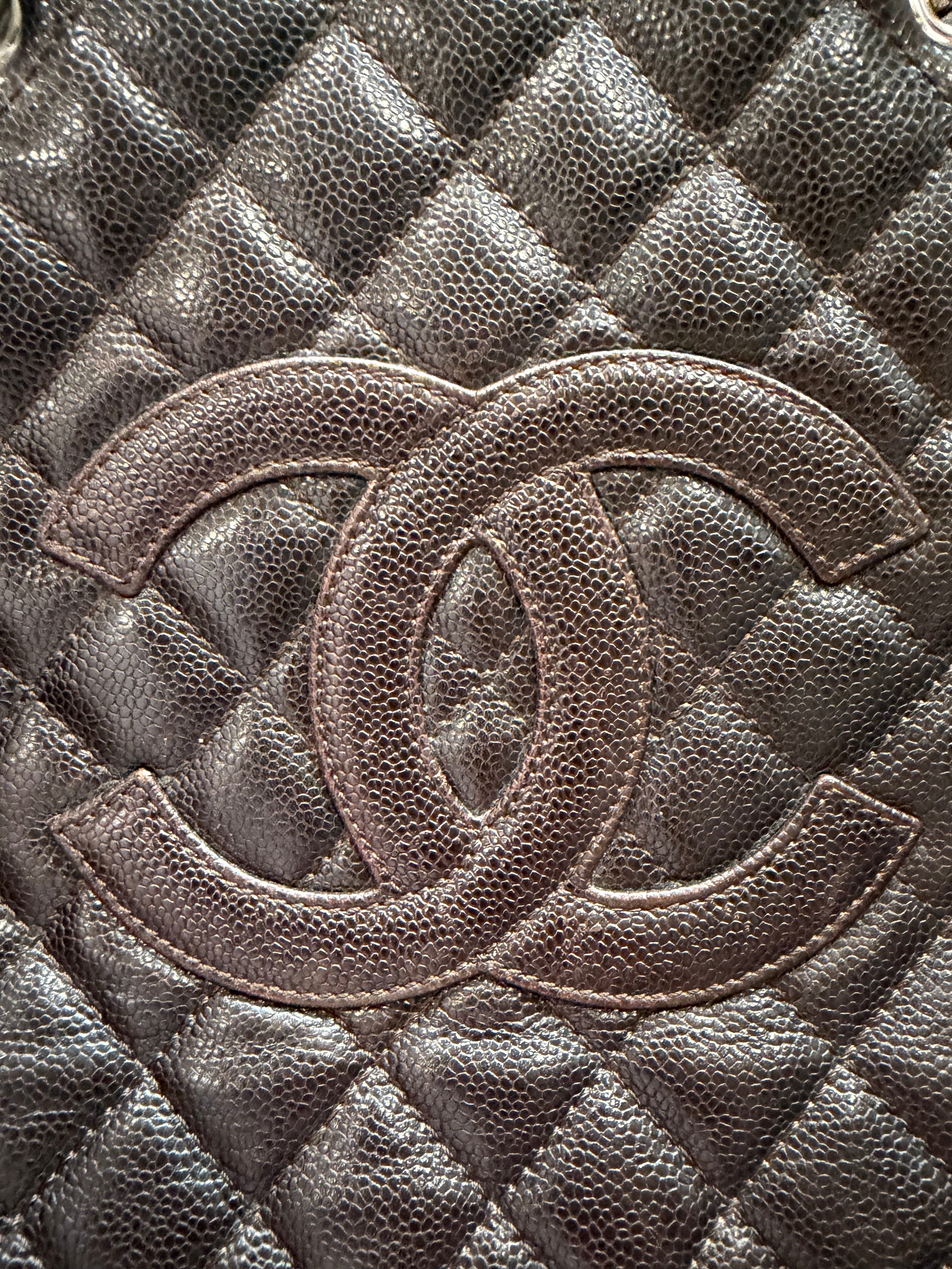 CHANEL Caviar Grand Shopping Tote Bag GST Dark Brown