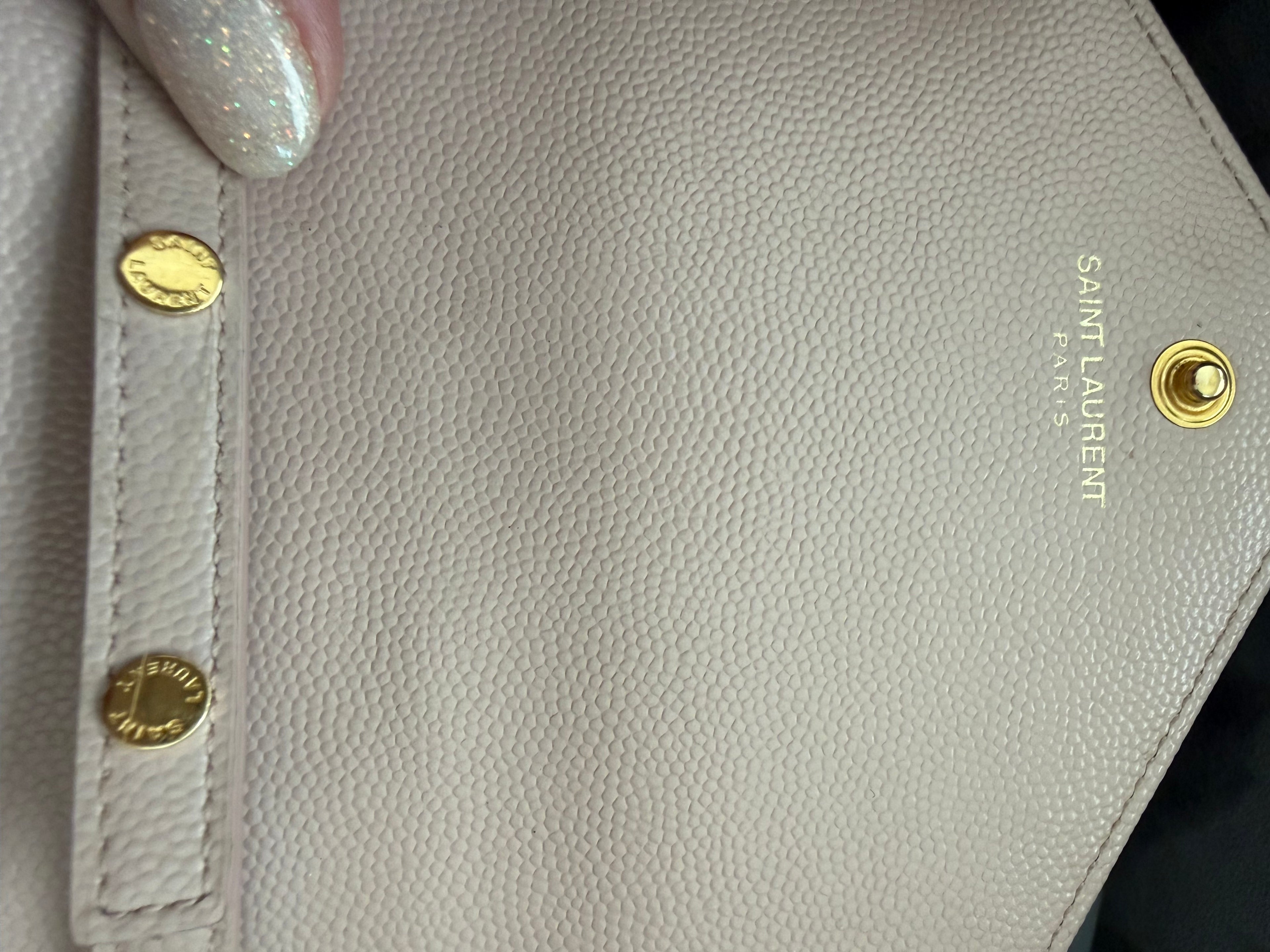 Yves Saint Laurent Cassandre Monogram Bag Blush Pink with Gold wallet on chain