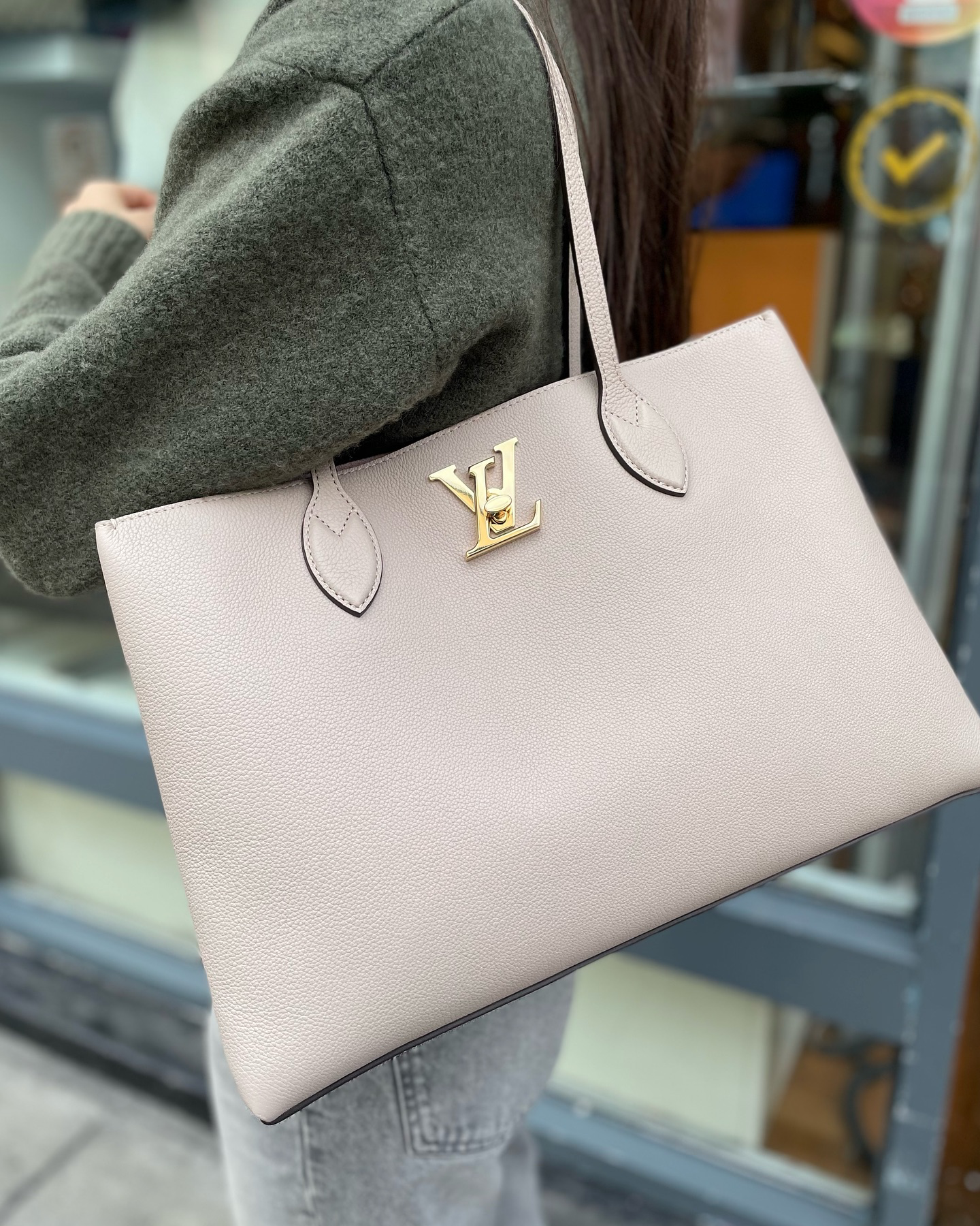 Louis Vuitton LockMe Shopping Tote Beige