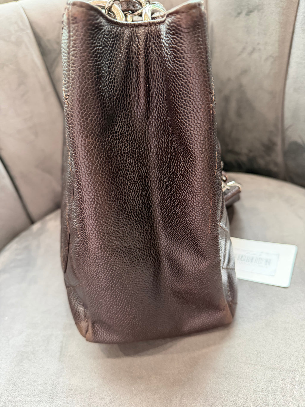 CHANEL Caviar Grand Shopping Tote Bag GST Dark Brown