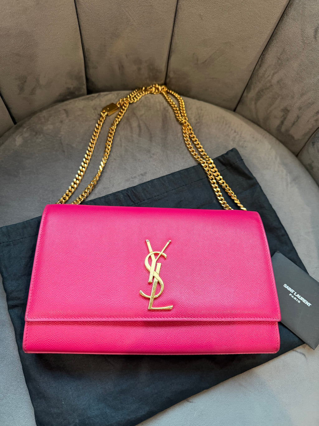 YSL Kate Medium Barbie Pink Grained Leather Crossbody