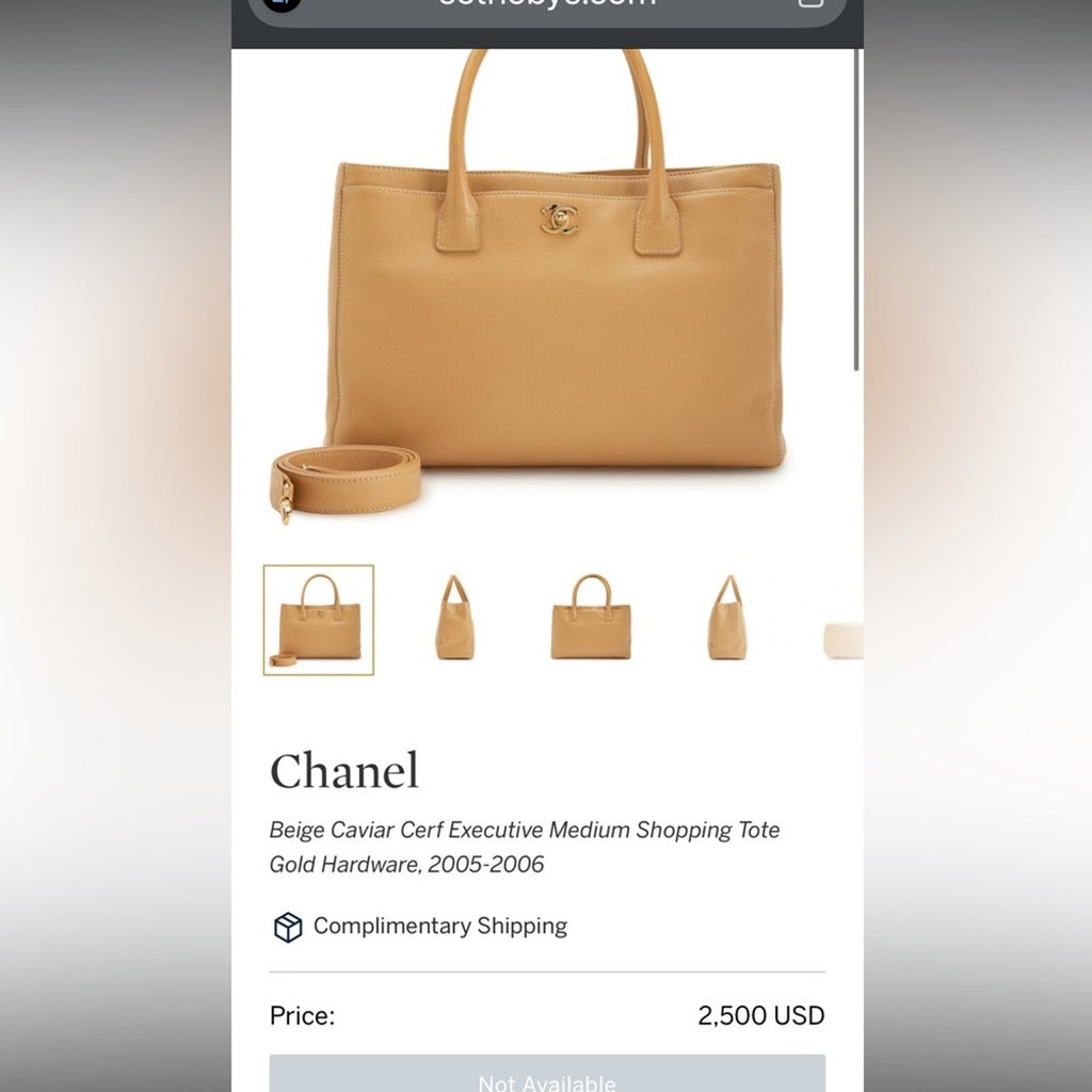 CHANEL Cerf Executive Tote Bag Beige