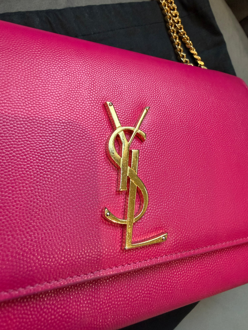 YSL Kate Medium Barbie Pink Grained Leather Crossbody