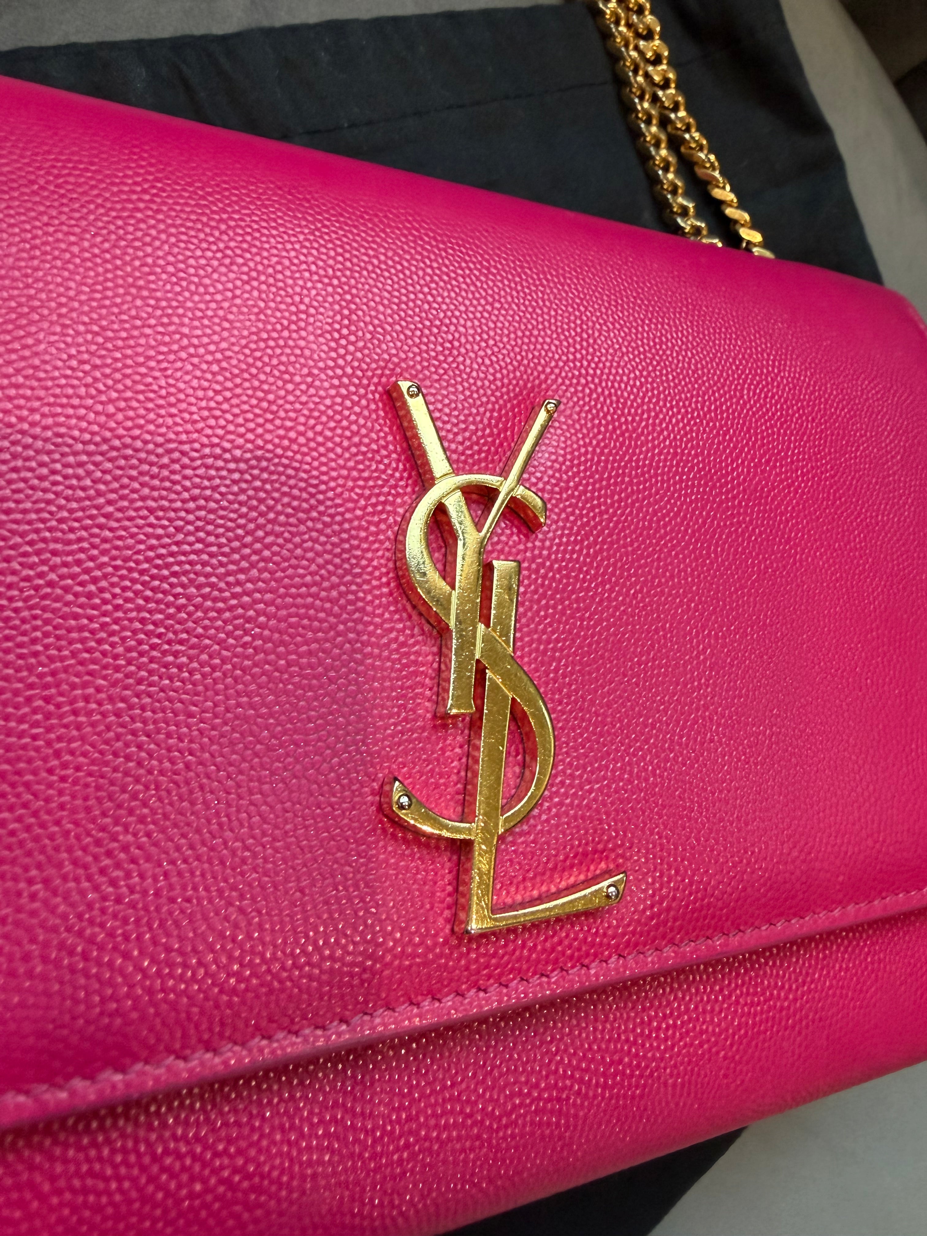 YSL Kate Medium Barbie Pink Grained Leather Crossbody