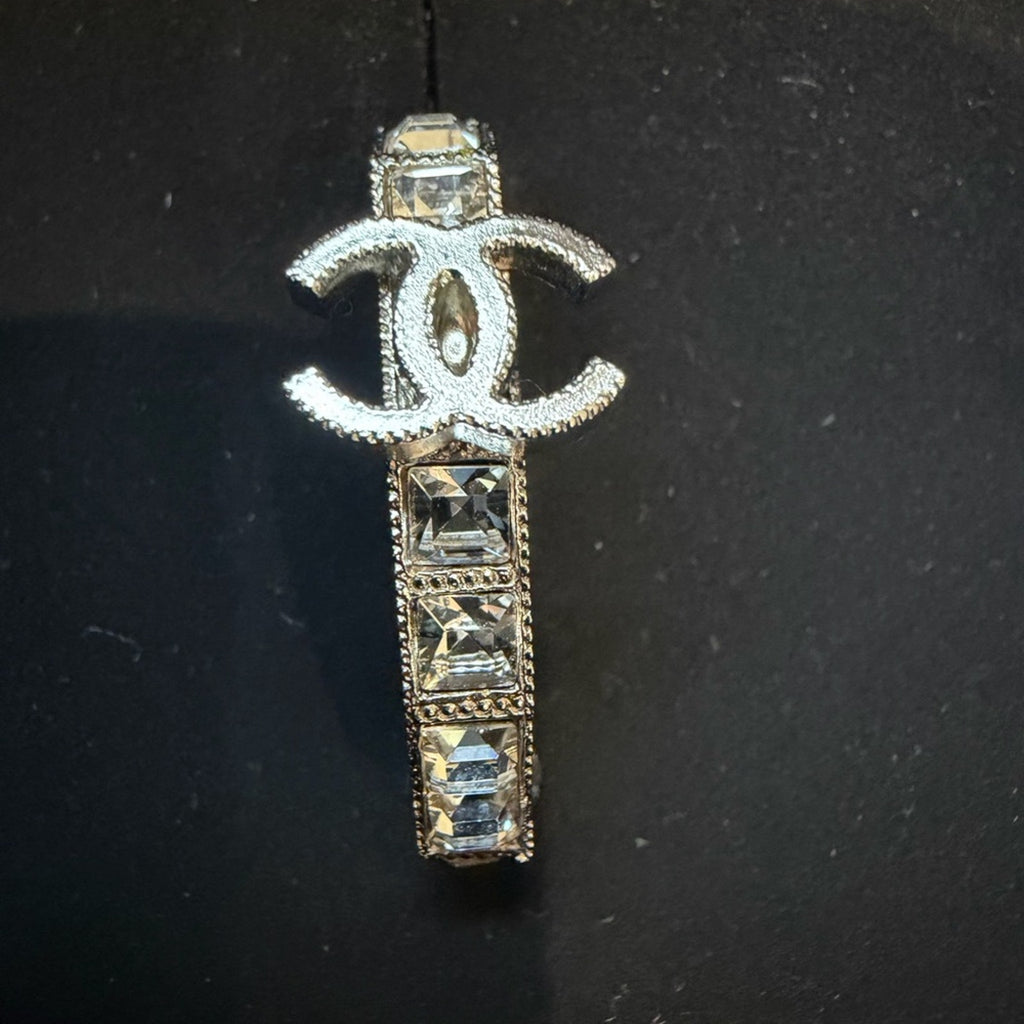 CHANEL Strass Crystal Hoop Earrings