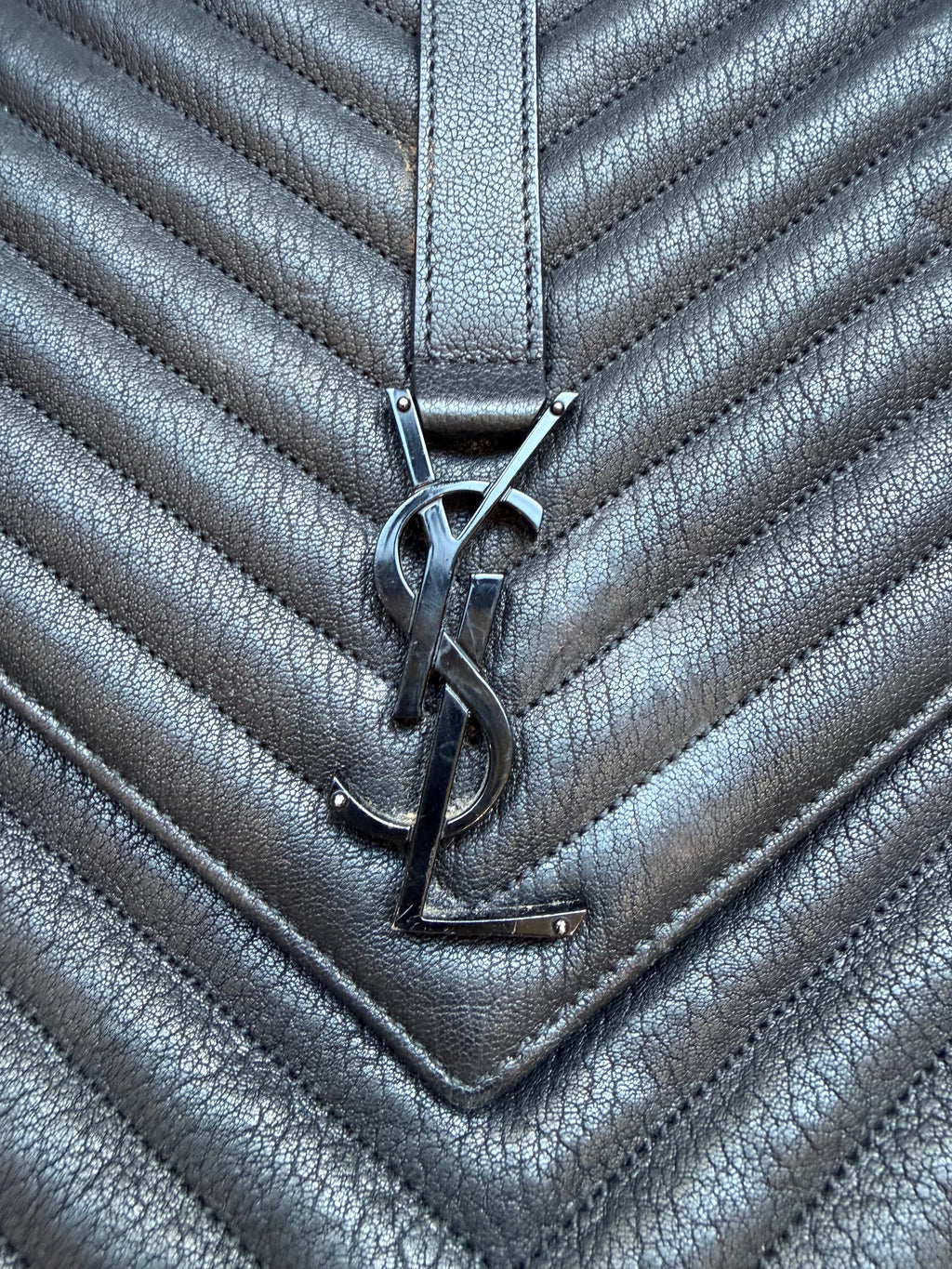Saint Laurent College Bag large Black Quilted Leather Handbag