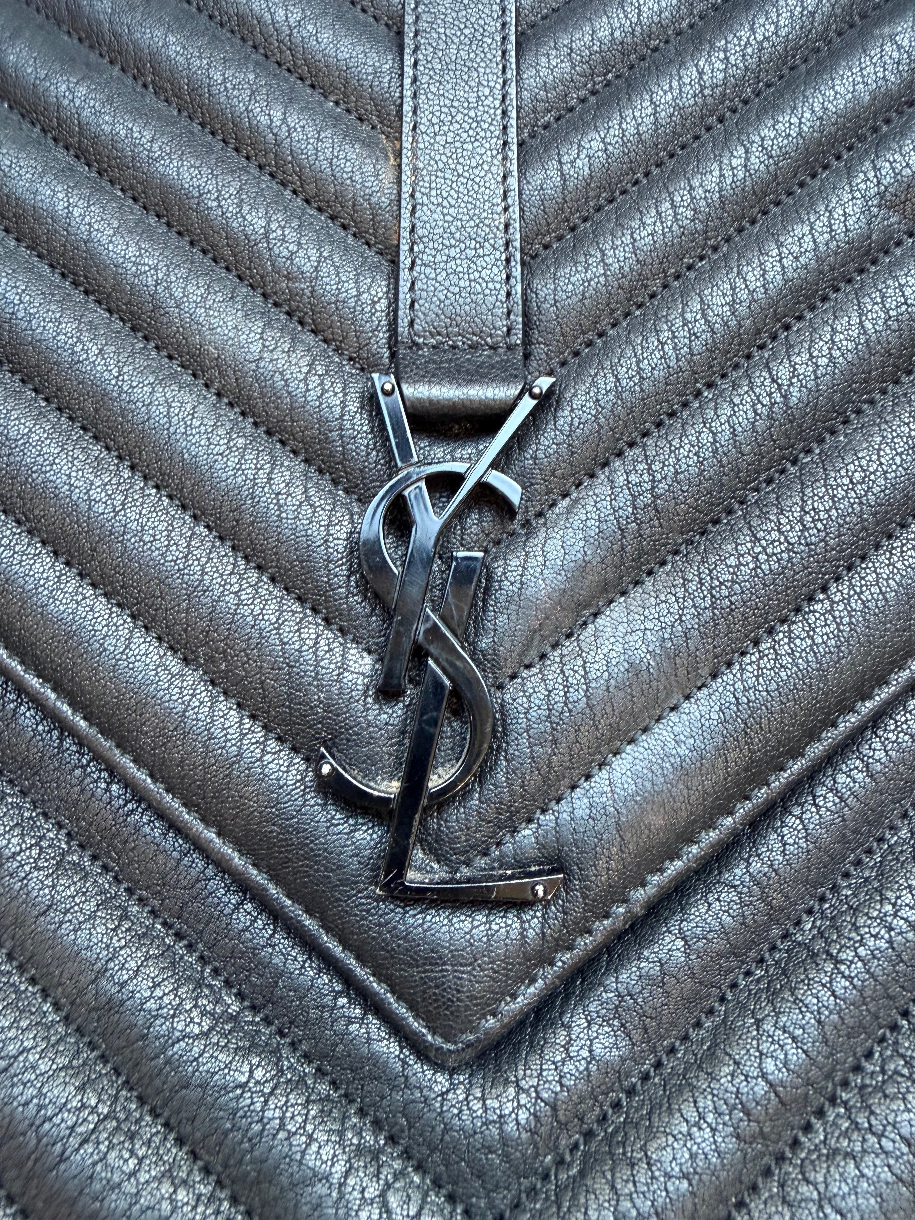 Saint Laurent College Bag large Black Quilted Leather Handbag