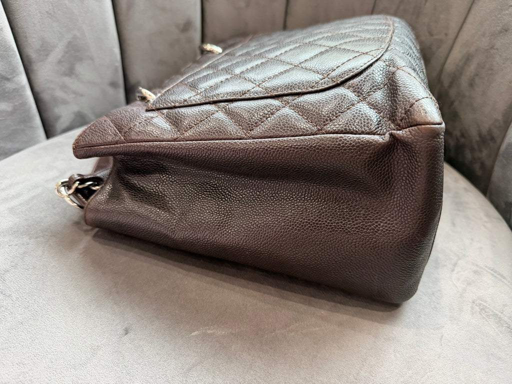 CHANEL Caviar Grand Shopping Tote Bag GST Dark Brown