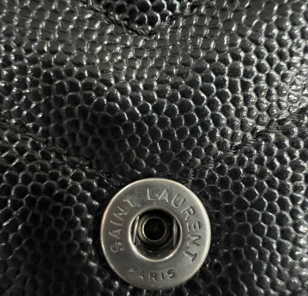 YSL Cassandre all black envelope flap wallet on chain